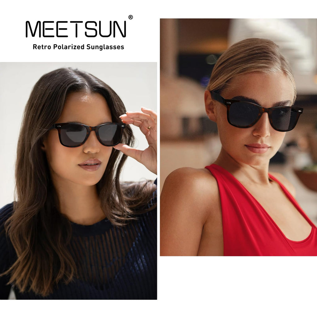 MEETSUN Retro Polarized Sunglasses for Women Men Classic Mirror Lens Driving Trendy Sun Glasses UV Protection (3 Pack)