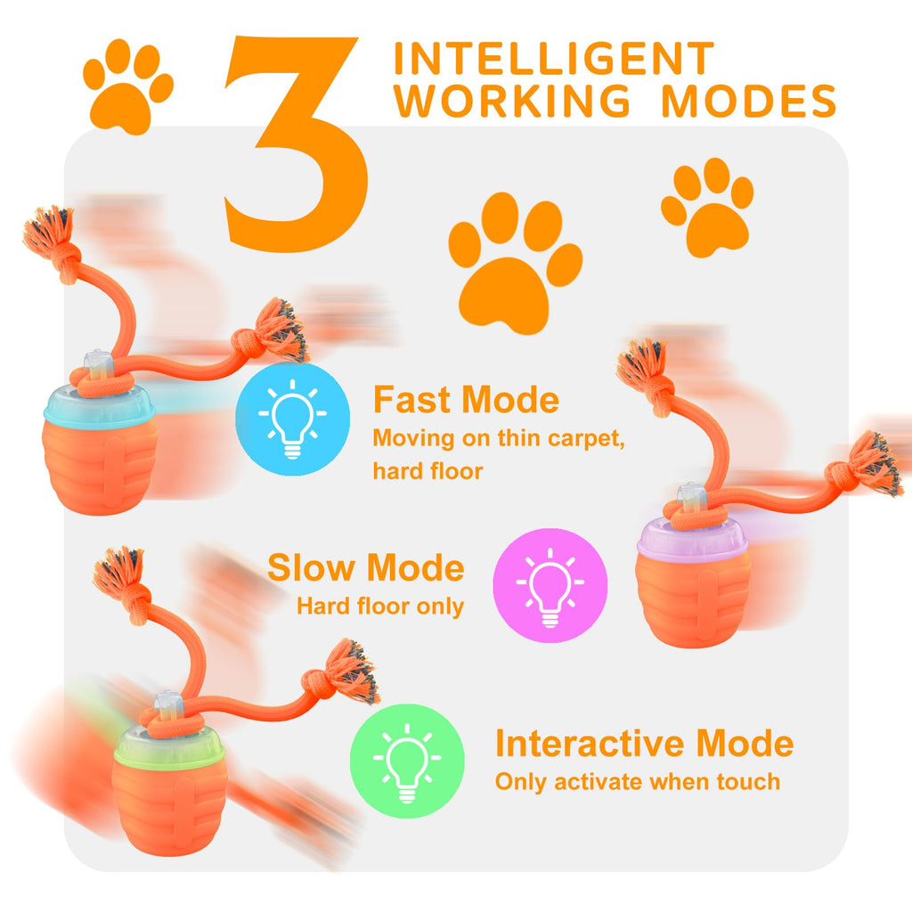Interactive Dog Toy, [Newly Upgraded] Motion Activated Rolling Squeaky Ball for Medium/Large Dogs, Automatic Moving Dogs Ball for Boredom, USB Rechargeable(Cyan)