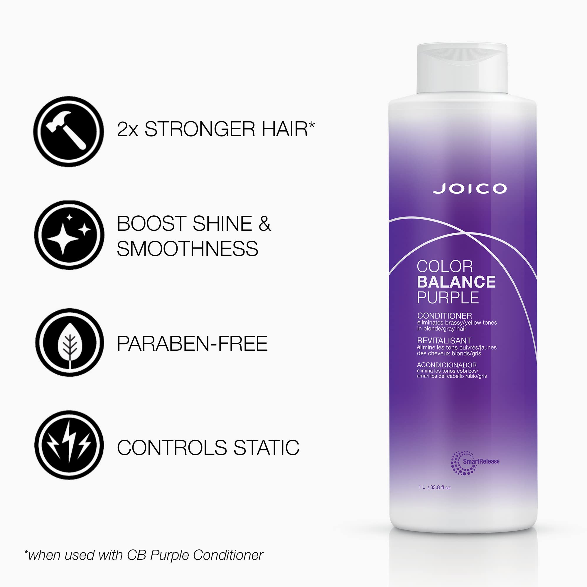 Joico Color Balance Purple Shampoo & Conditioner Set, Eliminate Brassy and Yellow tones, for Cool Blonde or Gray Hair