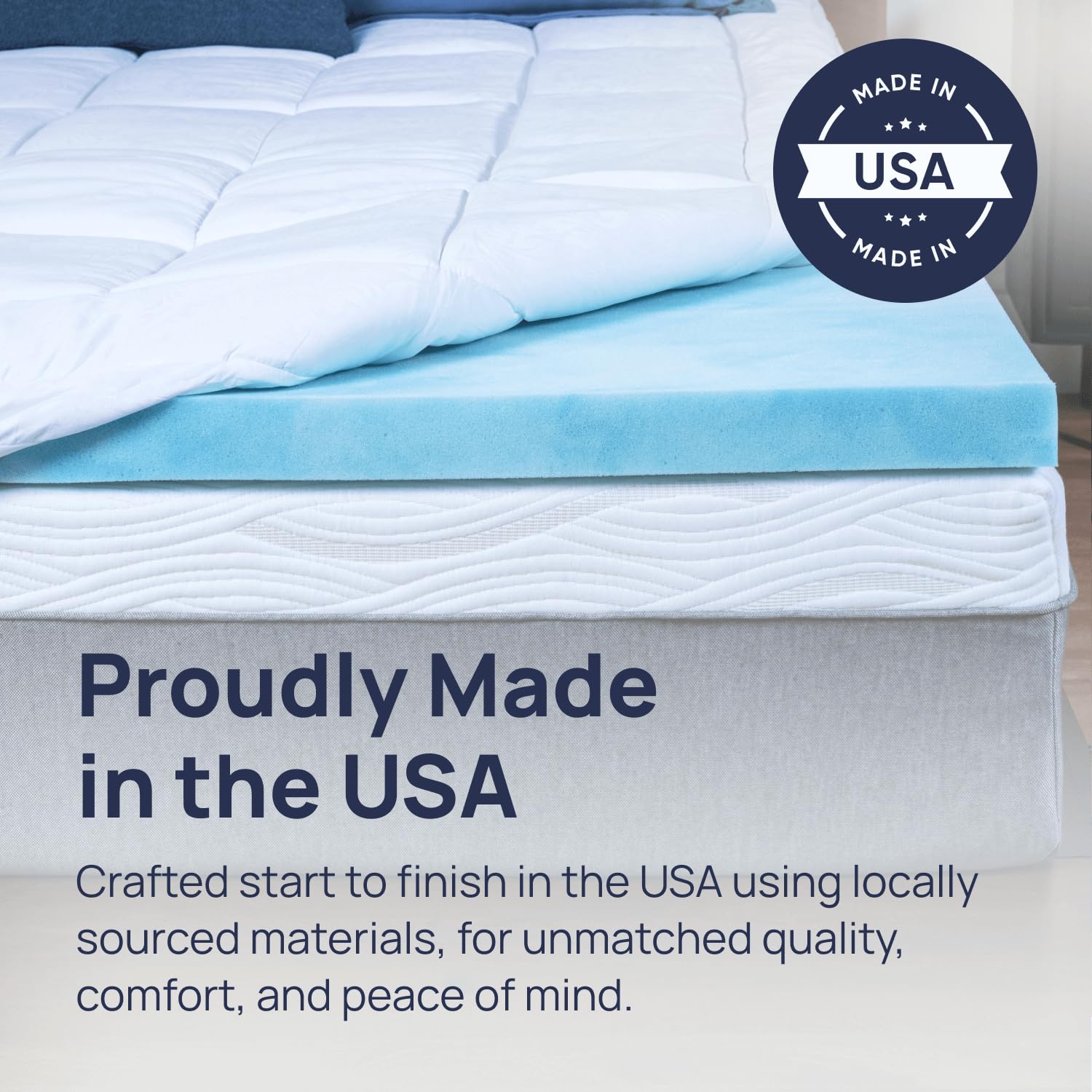 Sure2Sleep Gel Swirl Memory Foam Mattress Topper - 2 Inch, Pressure Relieving, Cooling Comfort - Made in the USA & CertiPUR-US Certified - Softens Firm Beds and Extends Mattress Life - Twin Size