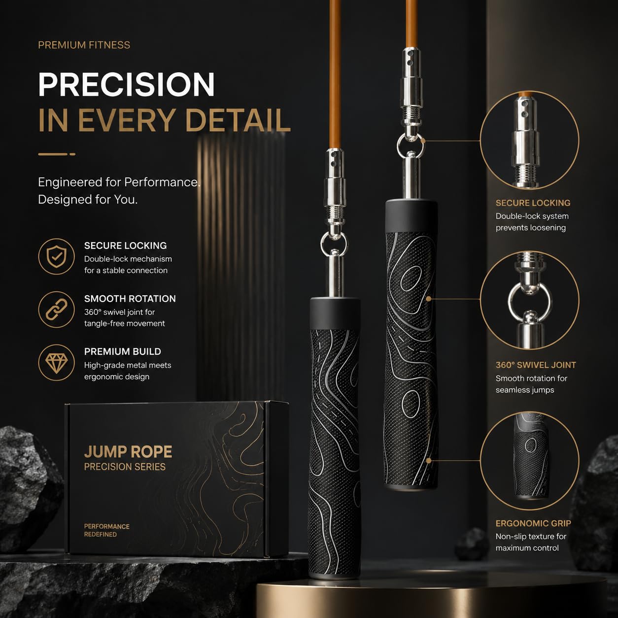 Weighted Jump Rope for Men Women -Interchangeable 1/5lb 1/4lb 1/2lb Heavy jump ropes - 360 Degree Spin - Length Adjustable,Ergonomics Leather Grip Skipping Rope for Fitness Weight Loss & More