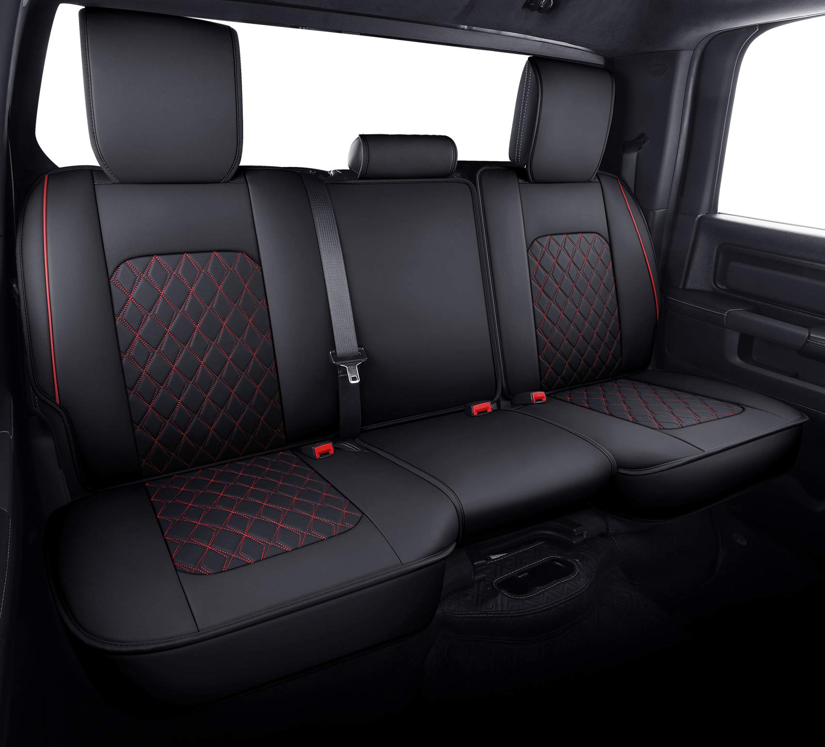 Aierxuan Dodge Ram Front Seat Covers Custom Fit 2009-2026 1500/2500/3500 Truck Pickup Crew Quad Regular Cab Heavy Duty Waterproof Leather Airbag Compatible Cushions(2 PCS Front/Black)