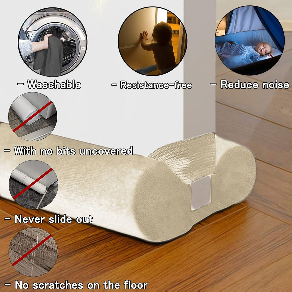 BKSAI Door Draft Stopper for Doors No Adhesive Draught Excluder Under Door Wind Blocker for Bottom of Door,Reduce Noise Draught Excluder Sweep Sound Proof (Beige 24-29IN / Distance Under The Door 1IN)