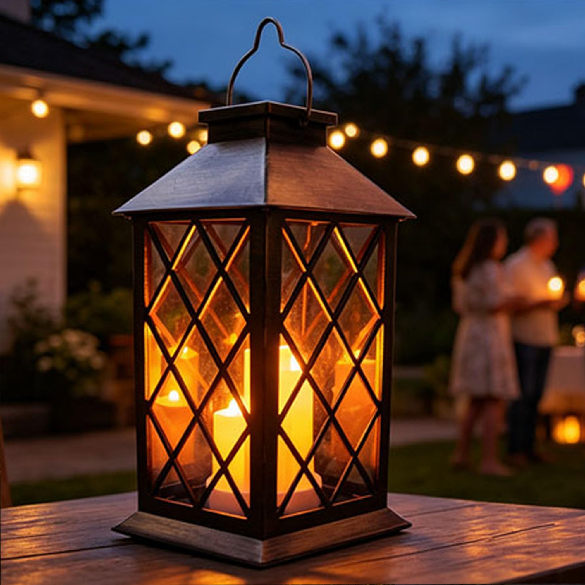 Solar Lantern Outdoor, Outdoor Hanging Candle Lanterns LED Lights - PVC Waterproof Solar Lights Decorative Lantern Lights for Table,Outdoor,Party…