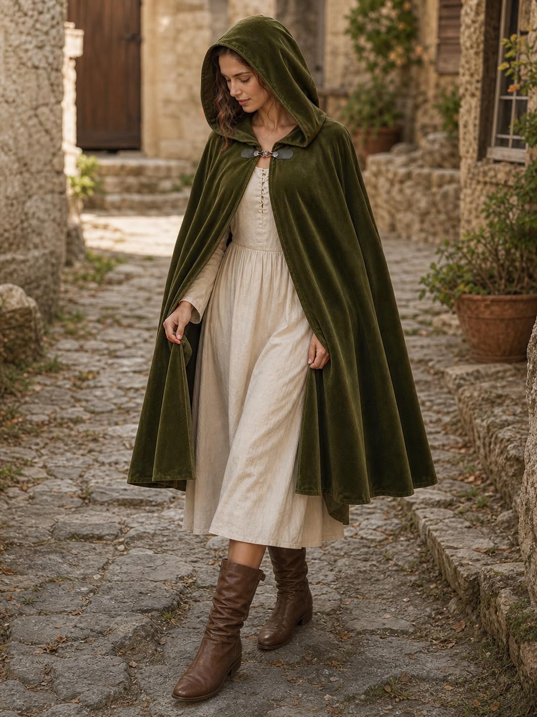 JEGERMIG Medieval Hooded Cloak Halloween Renaissance Costume