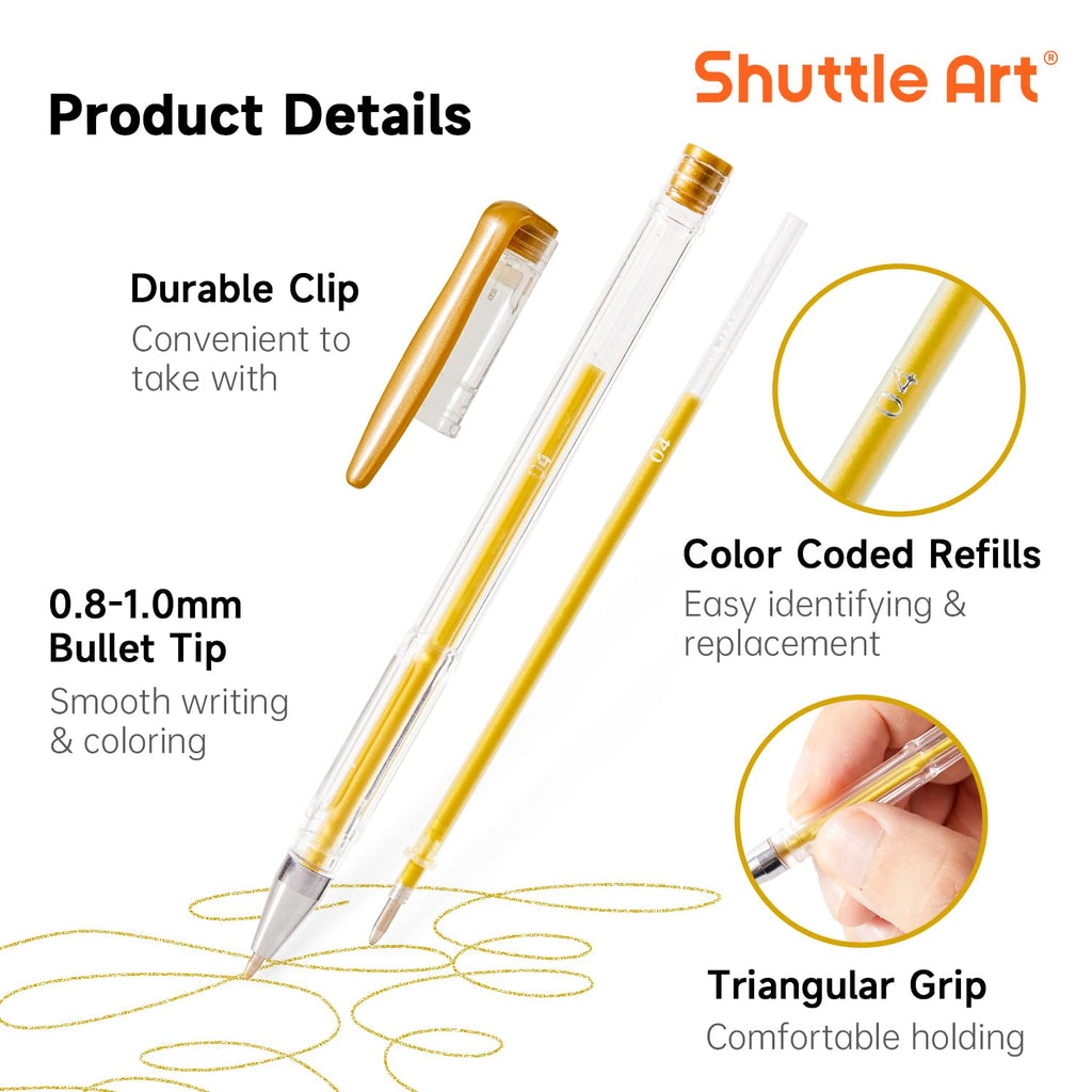 Shuttle Art Pastel Gel Pens, 24 Pastel Milky Colors Gel Pen for Black Paper, Adults Coloring Books Drawing Doodling Crafts Scrapbooking Journaling