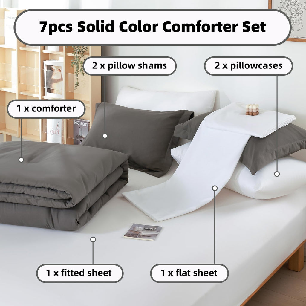 weigelia Twin Comforter Set 5 Pieces Beige Bed in A Bag Soft Queen Bedding Set Lightweight Comforter Set for Women and Men（Comforters, Flat & Fitted Sheets, Pillowcases & Shams）