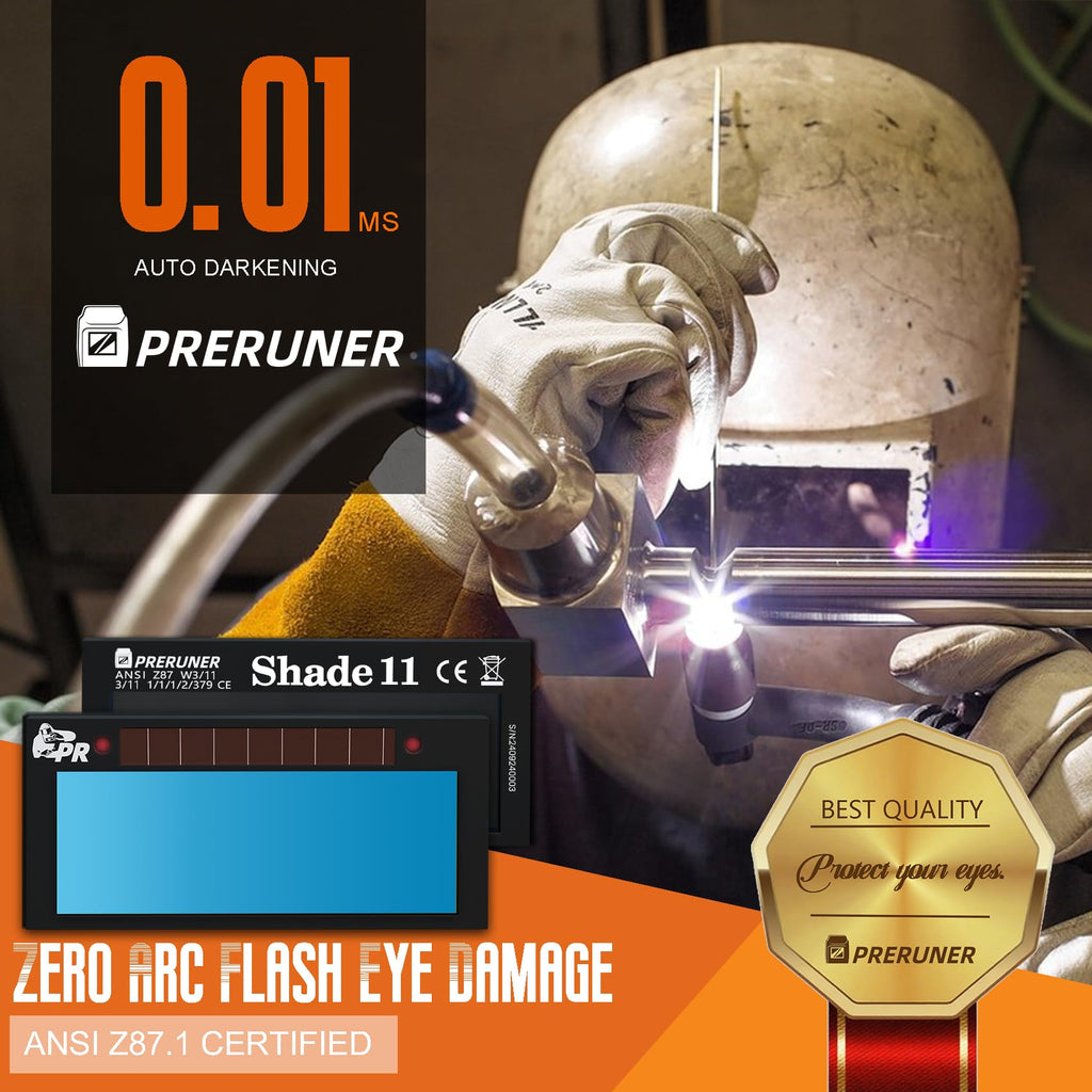Core Series Gold Shade 9 Auto Darkening Welding Lens 2" x 4 1/4", Slim 0.2" Welding Lens with Cool Blue Puddle View for Pancake & Sugar Scoop Welding Hoods