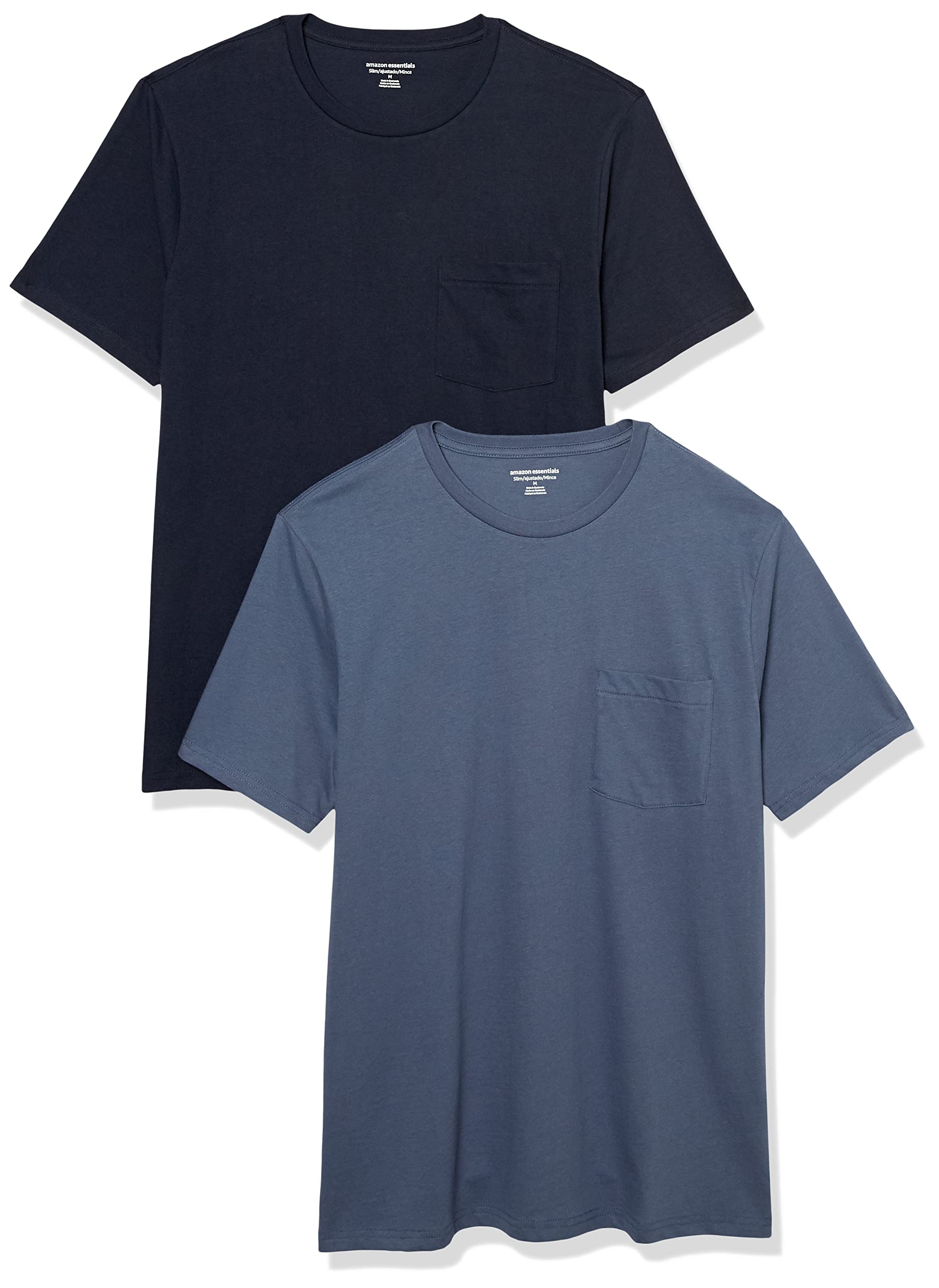 Amazon Essentials Men's Short-Sleeve Crewneck Pocket T-Shirts, Pack of 2