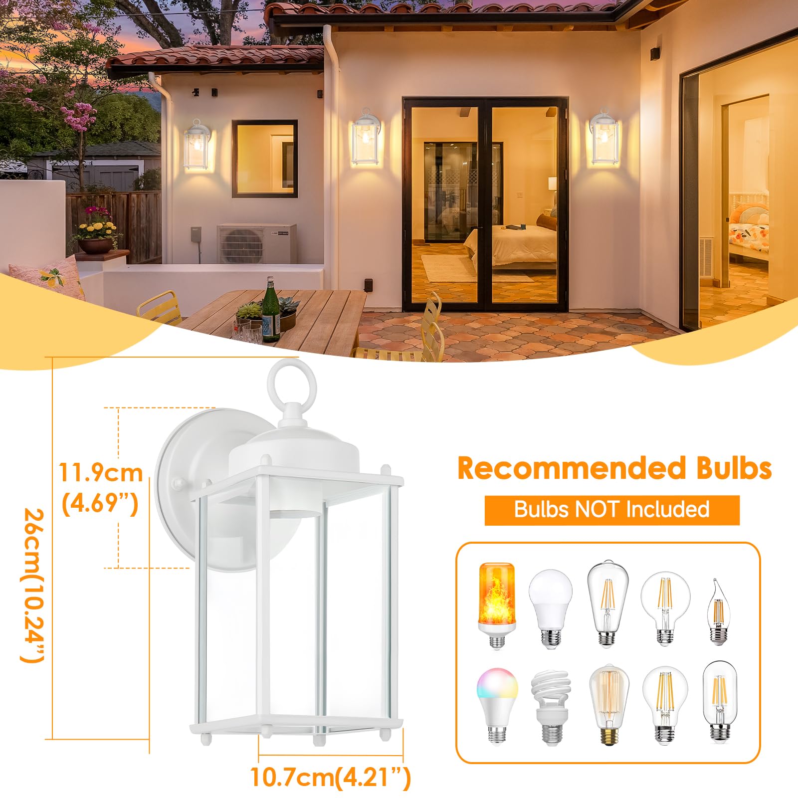 MATAMEYE Outdoor Wall Lantern, Exterior Dark Chocolate Waterproof Wall Sconce Lighting Fixture, Front Door Wall Lamp with Clear Beveled Glass, 2 Pack