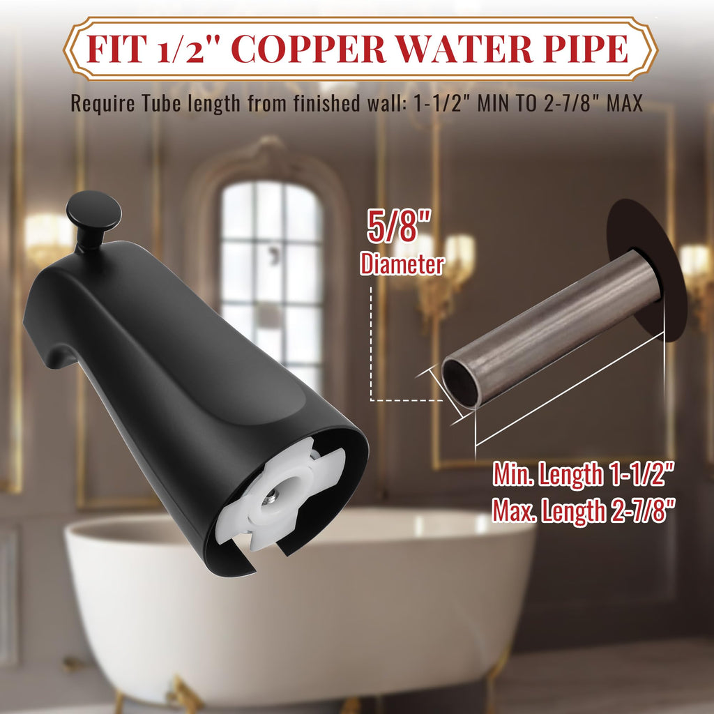 Enhon Slip on Tub Spout with Diverter, Compatible with American Standard 8888026.002 Tub Spout, Bathroom Bathtub Faucet, Fits 1/2 Copper Water Tube(5/8 Dia), 5/32 Hex Wrench(Brushed Nickel,1)