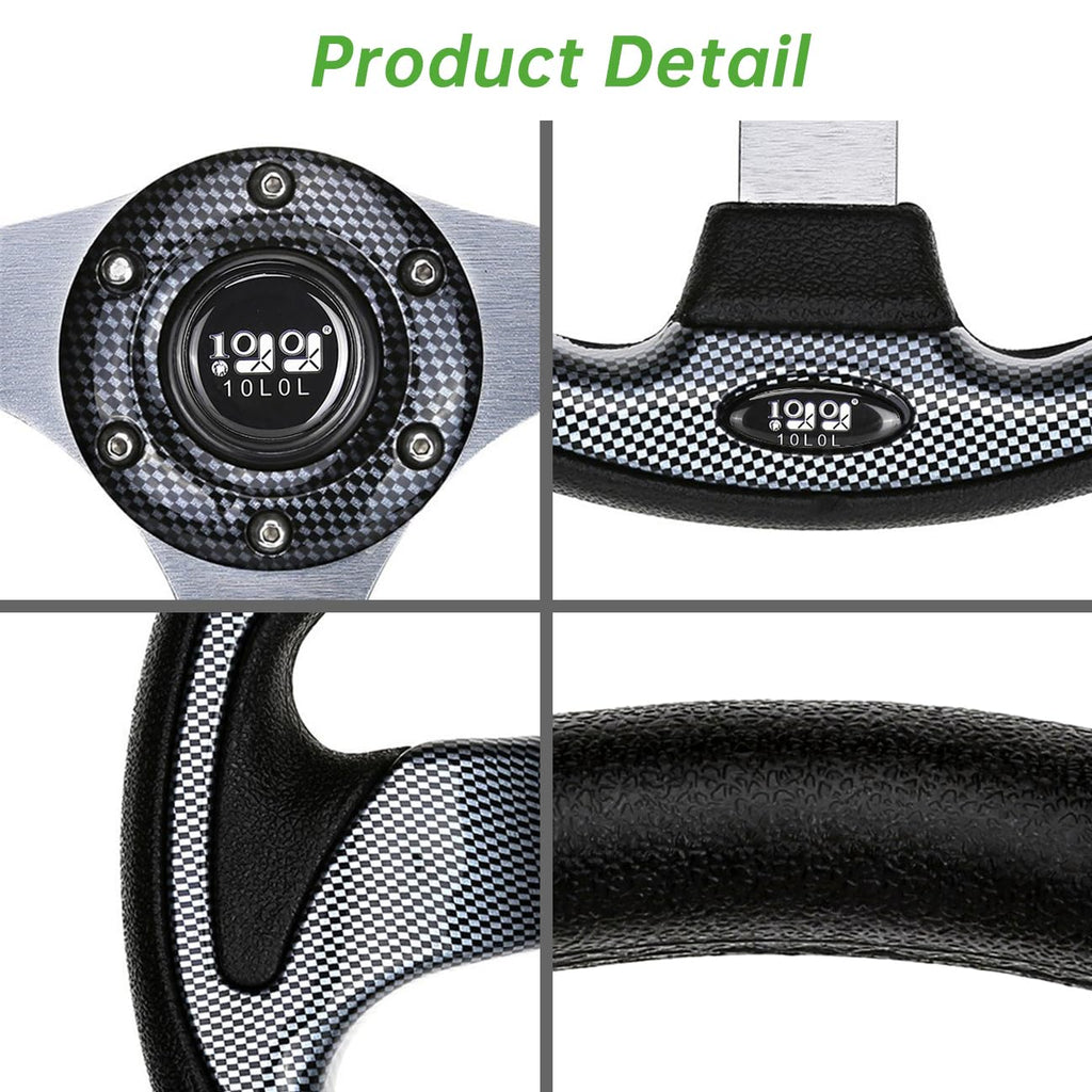 10L0L Golf Cart Steering Wheel, 13' Universal Fit for EZGO TXT/RXV, Club Car DS/Precedent, Yamaha G2-G29 (Carbon Black)