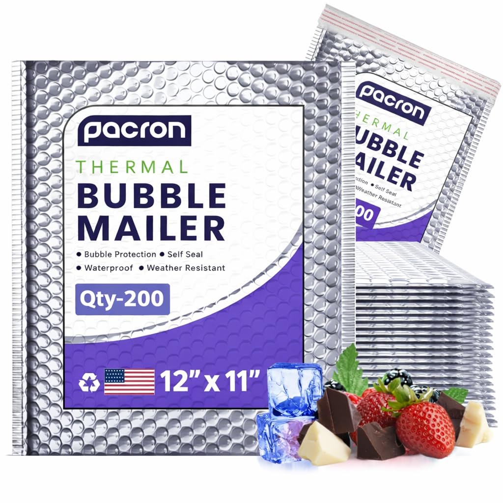 200-Pack Insulated Silver Thermal Bubble Mailers 6 x 7 - Waterproof Metallic Foil Self-Sealing Padded Envelopes for Cold Shipping, Perishables, Food, Cosmetics, Pharmaceuticals