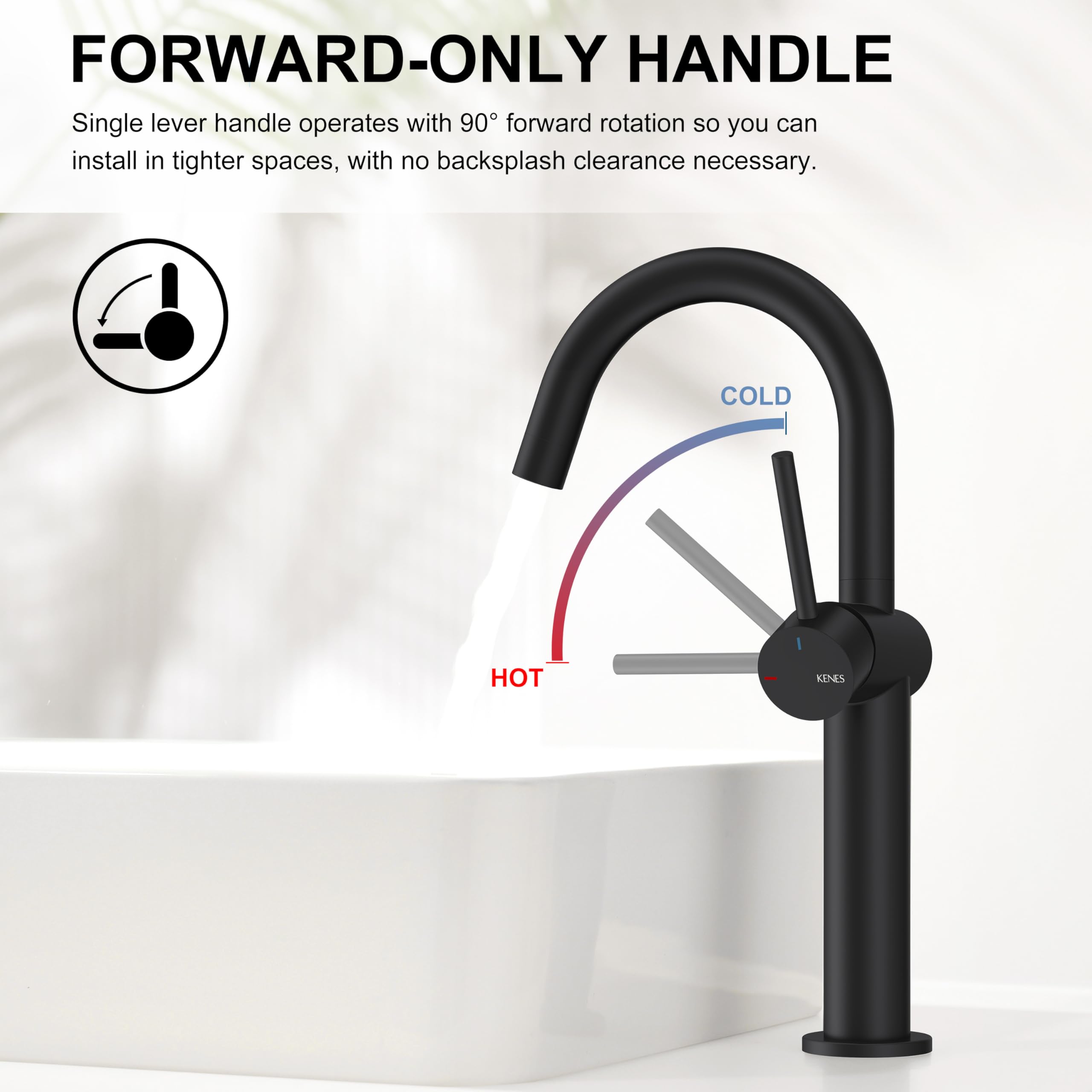 KENES Black and Gold Single Handle Bathroom Sink Faucet, Modern Prep Wet Bar Sink Faucet with Drain Assembly & Deck Plate, Vanity Faucets for Farmhouse RV Camper Utility, KE-9005B-BG