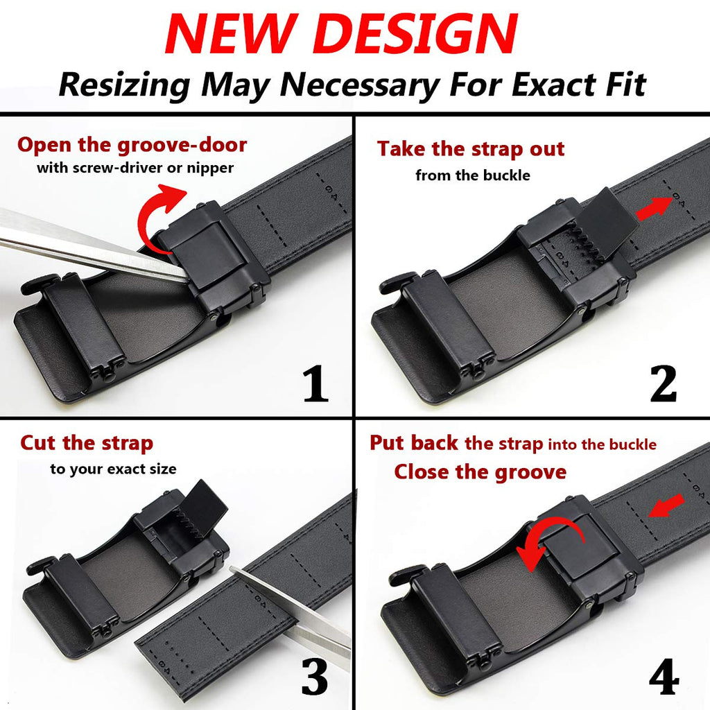 DOOPAI Men's 2 Pack Ratchet Dress Belt - Adjustable 1 3/8" Genuine Leather, Size Length Can Be Cut, With Gift Box