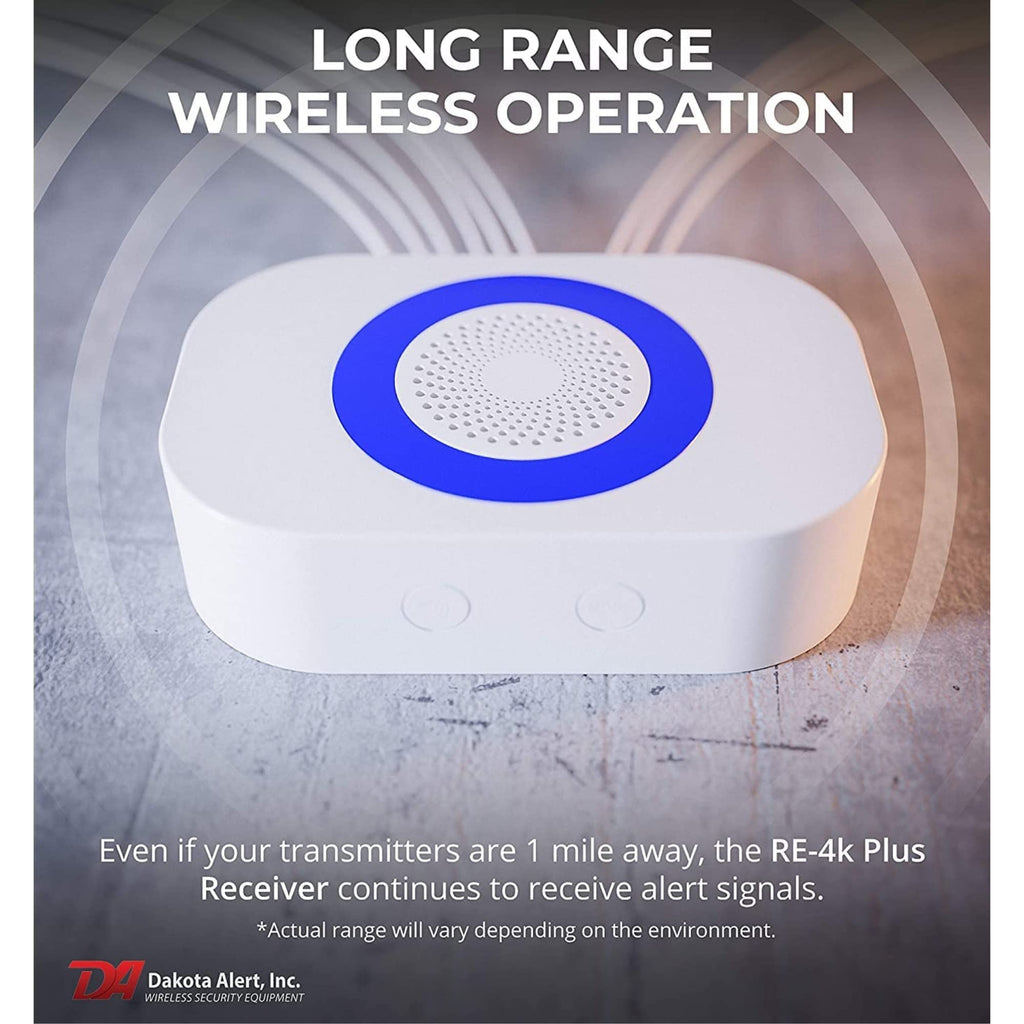 Dakota Alert Long Range Driveway Alarm Motion Detector - DCMA-4k Plus One Mile Wireless Range Alarm System - DCMT-4000 Transmitter & RE-4k Plus Receiver-Use Outdoors, Driveways, Entrances & Backyards