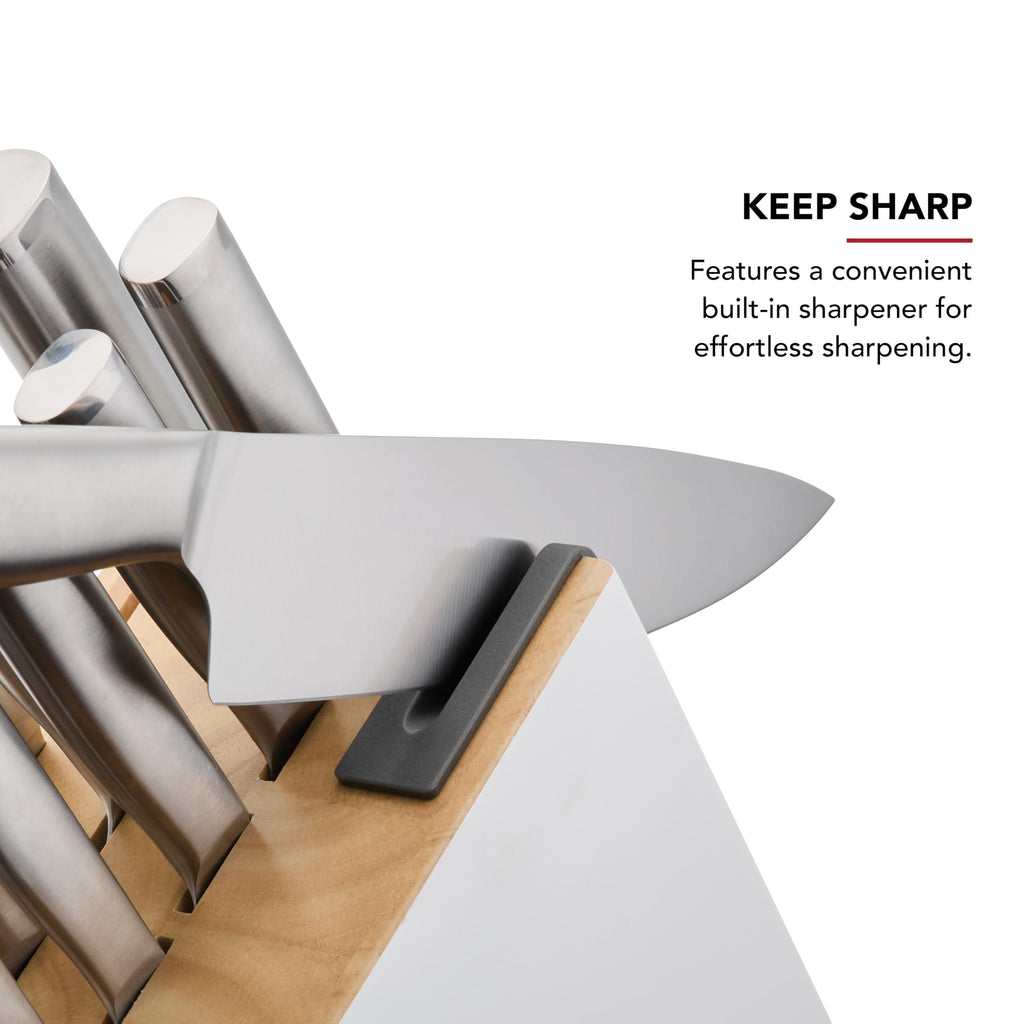 KitchenAid Gourmet Knife Block Set with Built-in Sharpener, 15-Piece, Stainless Steel