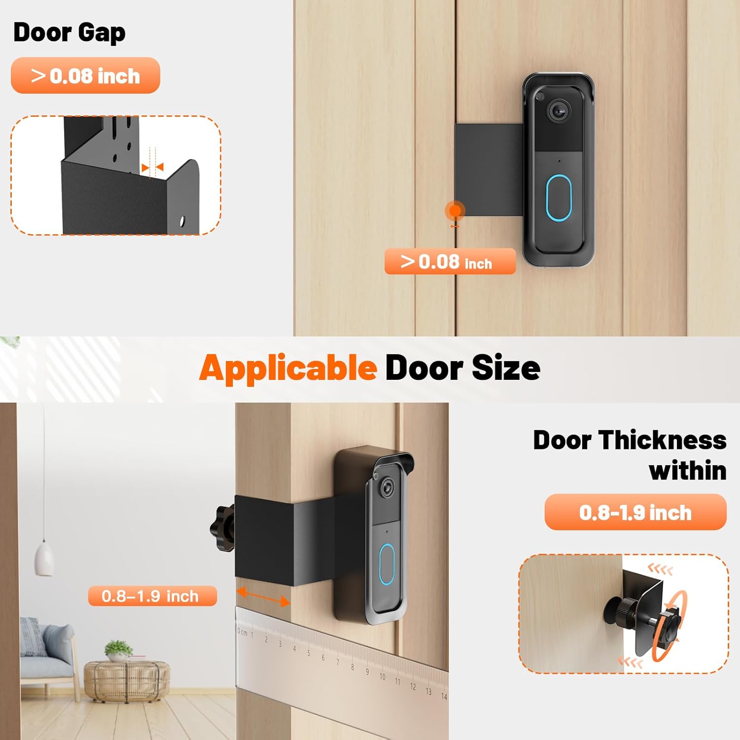 Blink Doorbell Mount, Anti-Theft Doorbell Camera Mount for Blink Video Doorbell 1st Gen & 2nd Gen, No Block Sensor & Night Vision, Doorbell Camera Mount Bracket with Rain Cover