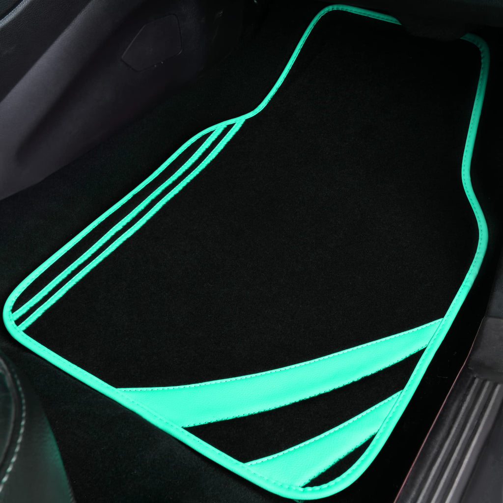 CAR PASS Car Seat Covers Full Set for Women Girls with Waterproof Car Floor Mats,Anti-Slip Leather Steering Wheel Cover,Universal Fit for SUVs,Vans,Trucks,Sedans,Cars (Combo Set,Black & Pink)