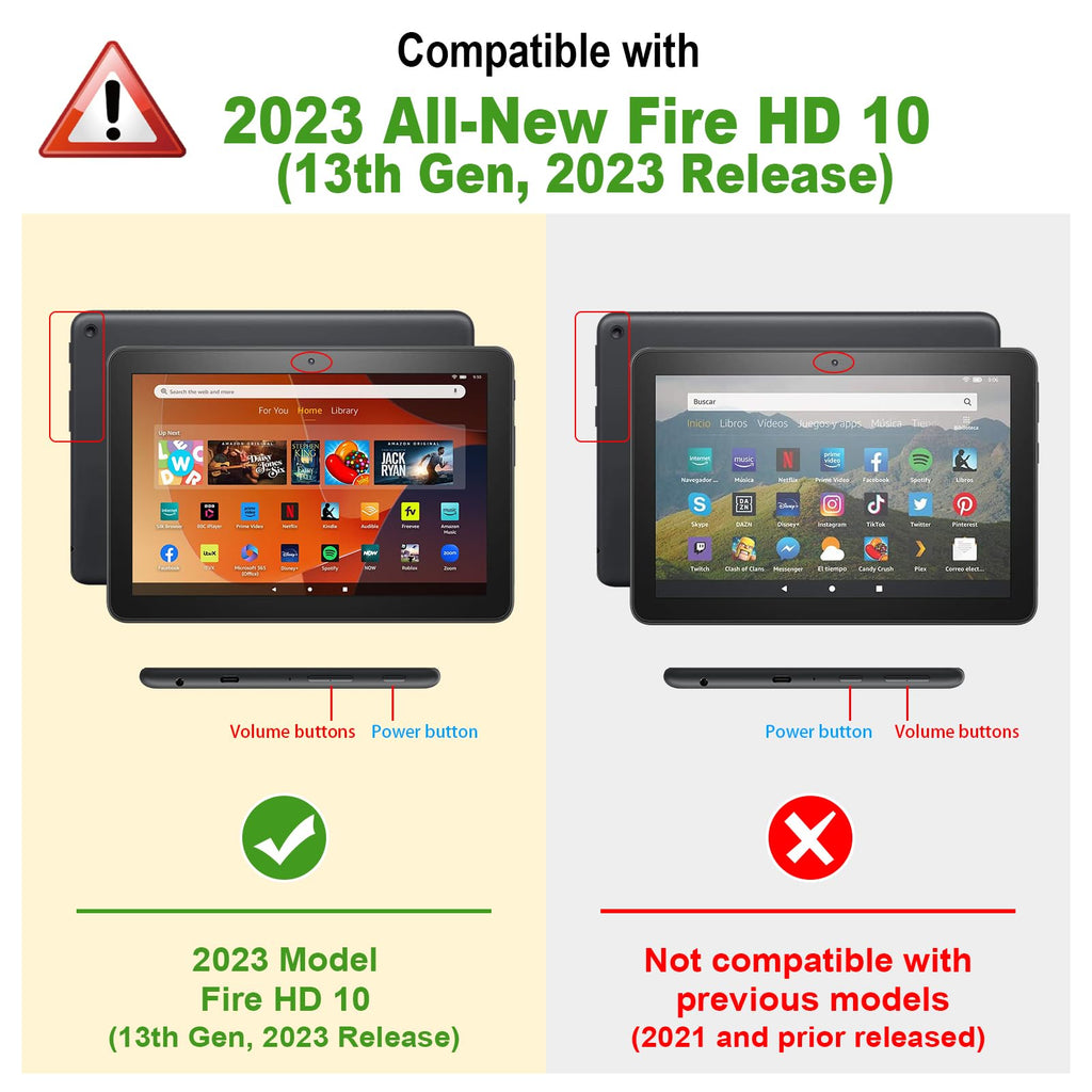 Fintie Shockproof Case for All-New Fire HD 10 Tablet (13th Generation 10.1", 2023 Release), [Tuatara] Rugged Unibody Hybrid Bumper Kickstand Cover with Built-in Screen Protector, Black