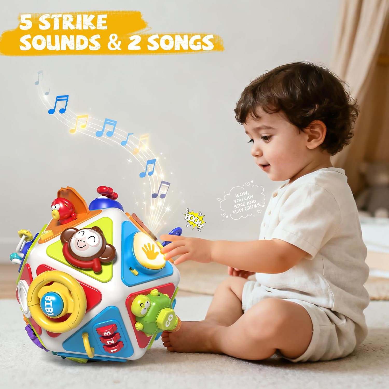 Vanvimen Toddler Toys for 1 Year Old Boy, Montessori Toys for 1 Year Old, 20-in-1 Travel Activities Busy Board Cube, Sensory Toys for Toddlers 1-3, for 1 Year Old Boy Girl