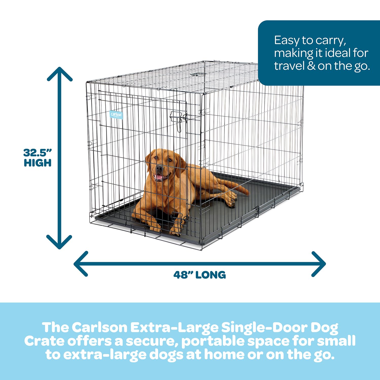 Carlson Secure and Compact Double Door Metal Dog Crate, Medium with Divider Panel