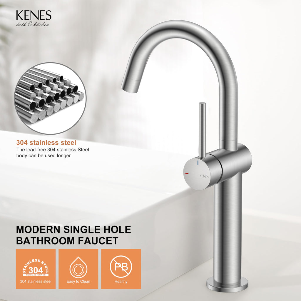 KENES Black and Gold Single Handle Bathroom Sink Faucet, Modern Prep Wet Bar Sink Faucet with Drain Assembly & Deck Plate, Vanity Faucets for Farmhouse RV Camper Utility, KE-9005B-BG