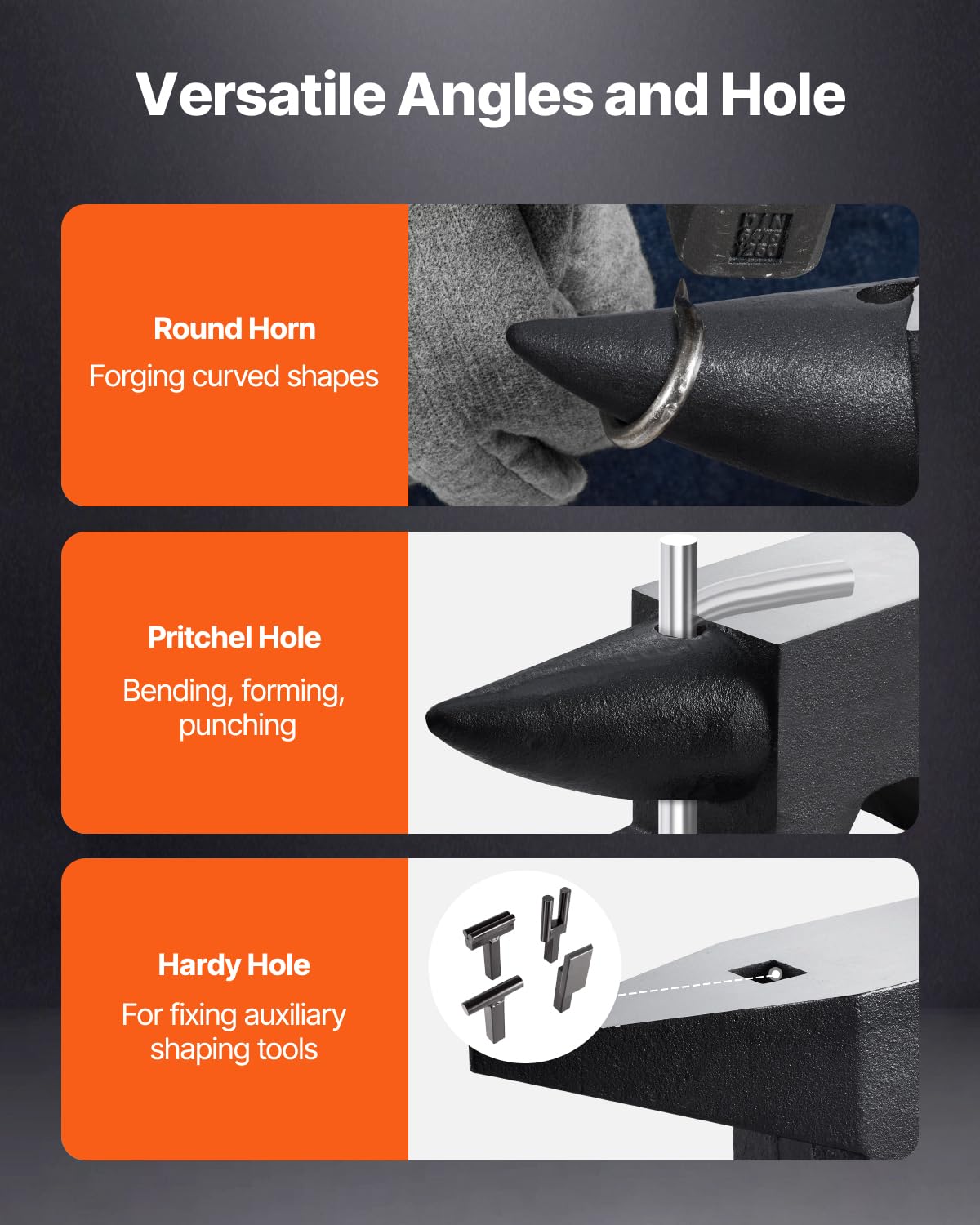 VEVOR Single Horn Anvil, 9 Lbs Cast Steel Anvil, High Hardness Rugged Round Horn Anvil Blacksmith, Compact Design and Stable Base, Forge Tools and Equipment, Metalsmith Tool for Bending and Shaping
