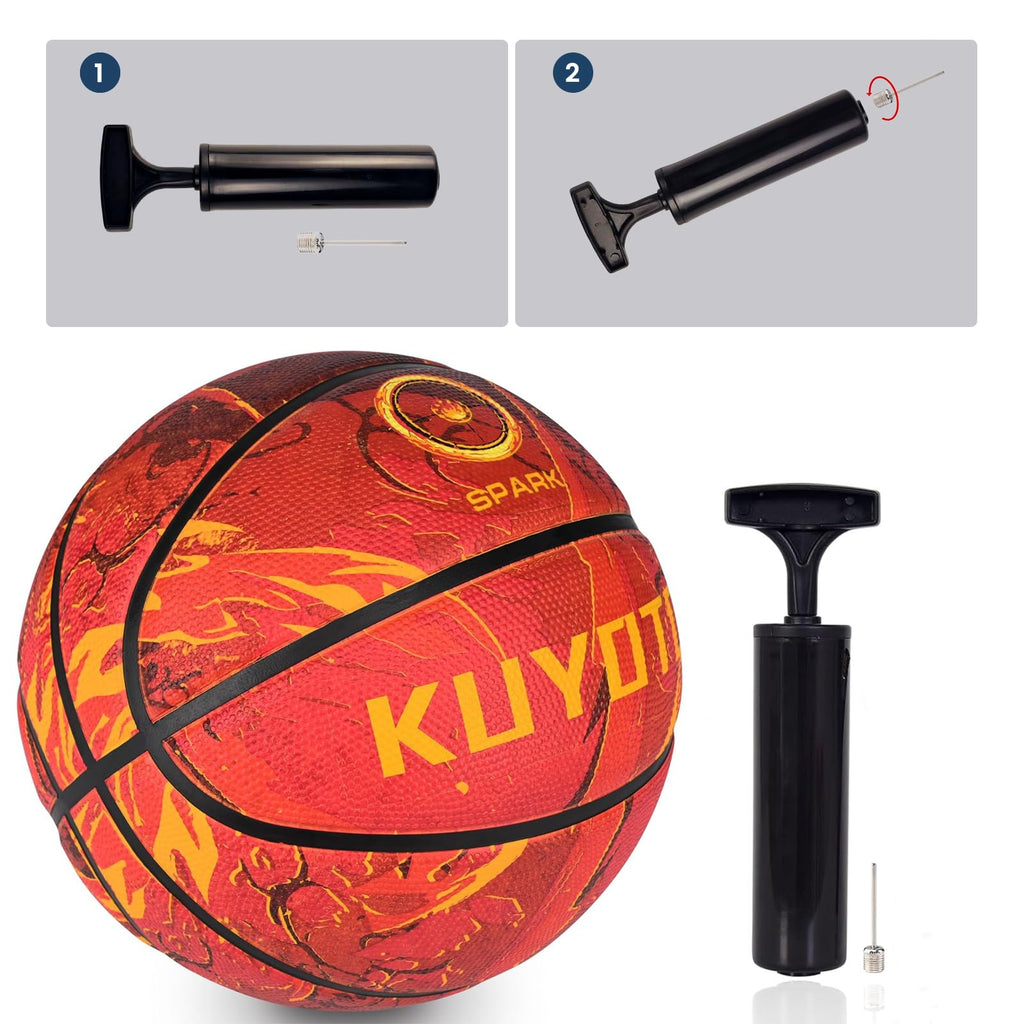 KUYOTQ Kids Youth Adult Size 3/4/5/6/7 (22/25.5/27.5/28.5/29.5") Basketball Premium Rubber or Faux Leather Basketball Indoor Outdoor Basketball for Boys Girls Womens Mens Basketball Gifts (Deflated)
