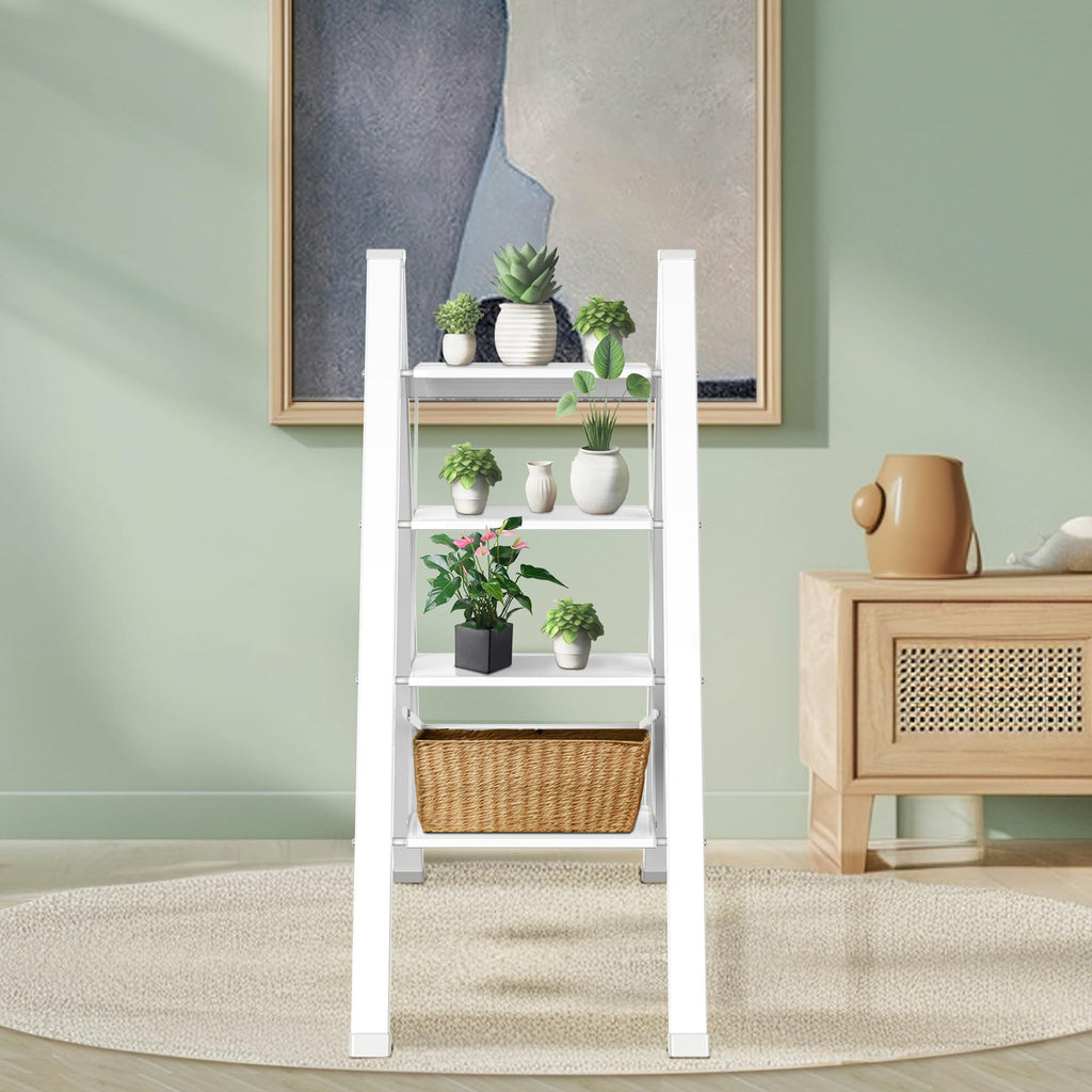 2 Step Lightweight Folding Ladder for Home, 330lbs Aluminum Step Ladder Anti-Slip for Kitchen, Step Stool Foldable Adults for Closet, 330lbs - Black