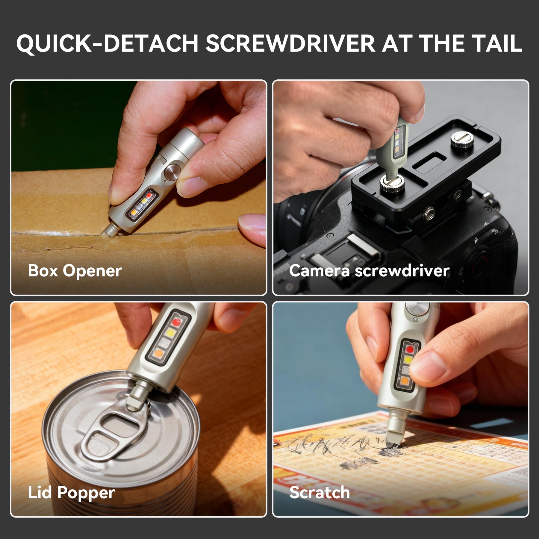 S15PRO-TK 7075 Aluminum Keychain Flashlight Rechargeable, 750 Lumens EDC Mini Flashlight, Pocket Light with 5 Side Light + Screwdriver & Quick-Release Tail Cap for Emergencies, Maintenance, Khaki