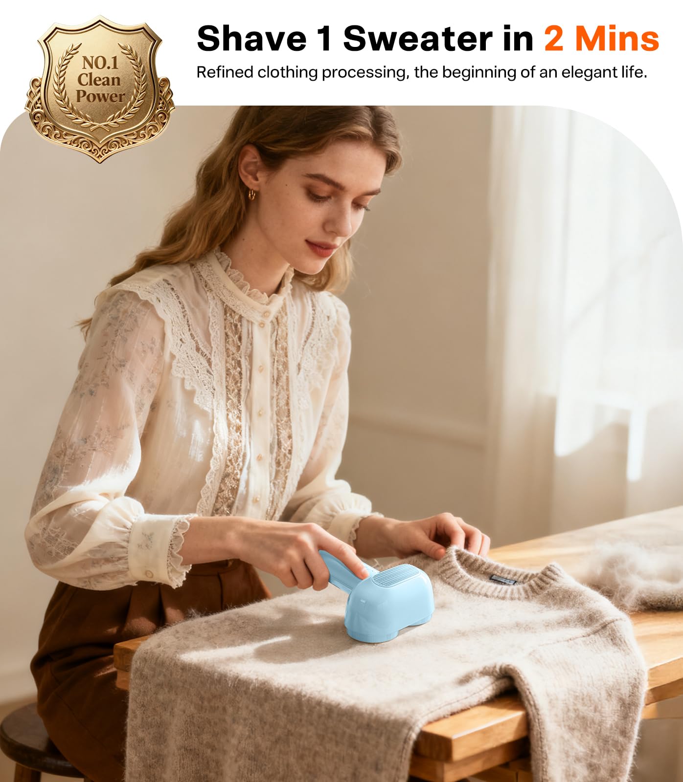 TORRAS Rechargeable Fabric Shaver Electric Lint Remover 3-Speed Remove Fuzz, Pilling for Cashmere, Wool, Clothes, Sweater, Coat, Furniture, Clothes depiller with Replacement Blades
