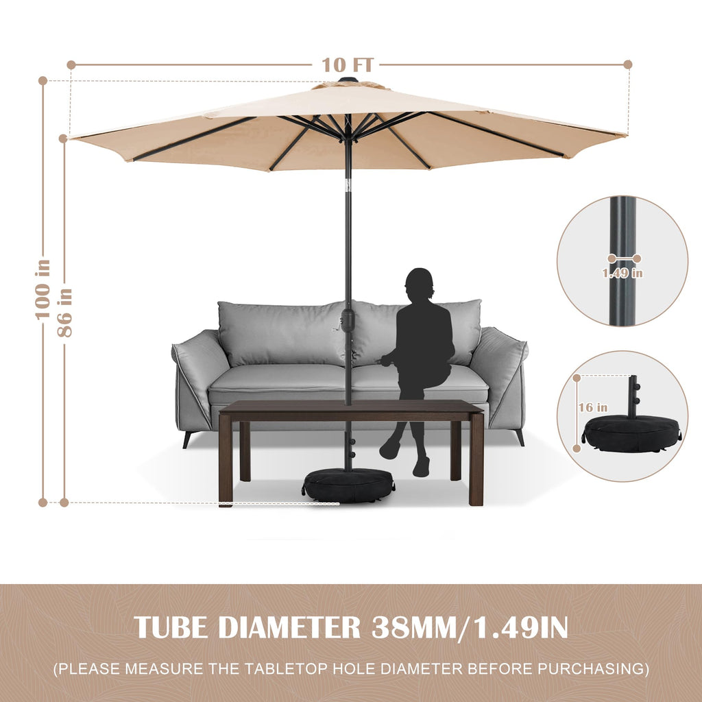 Sundale Outdoor 9FT Patio Umbrella with Sand Bag Umbrella Base, Outdoor Umbrella with Tilt and Crank, Beige