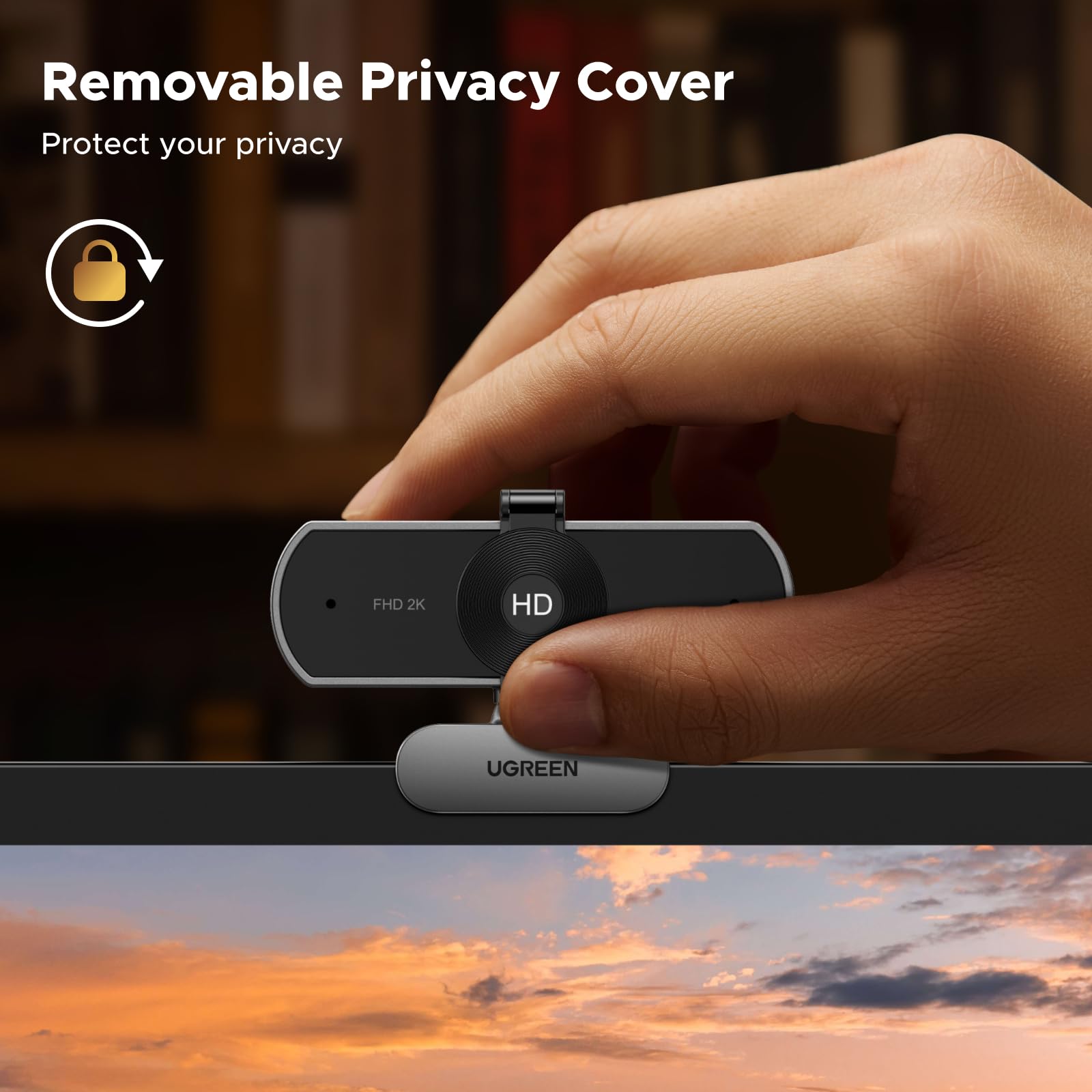 UGREEN 2K Webcam for PC Ultra HD 1080P Computer Webcam with Microphone, PC Camera with Privacy Cover, USB Web Camera for Streaming, Conference, Video Calling, Zoom, Skype, Teams, FaceTime, Grey