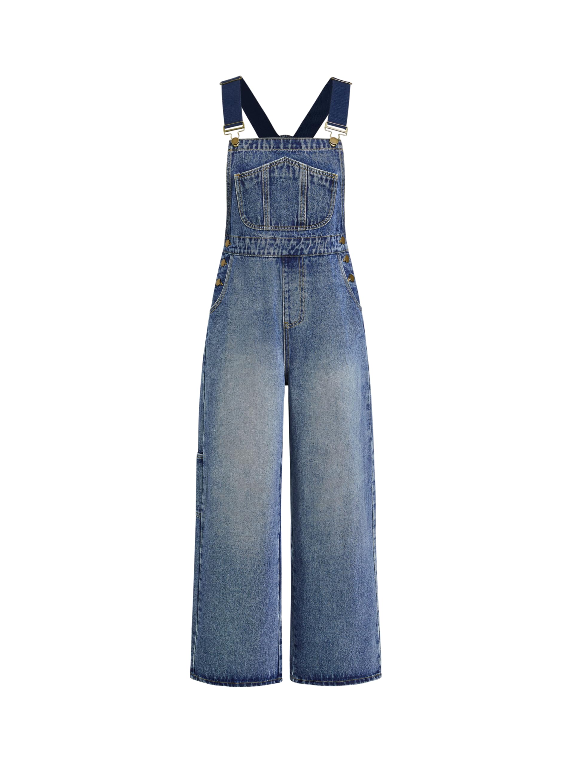 CIDER Overalls for Women Leopard Pocket Buckle Up Wide Leg Jumpsuit