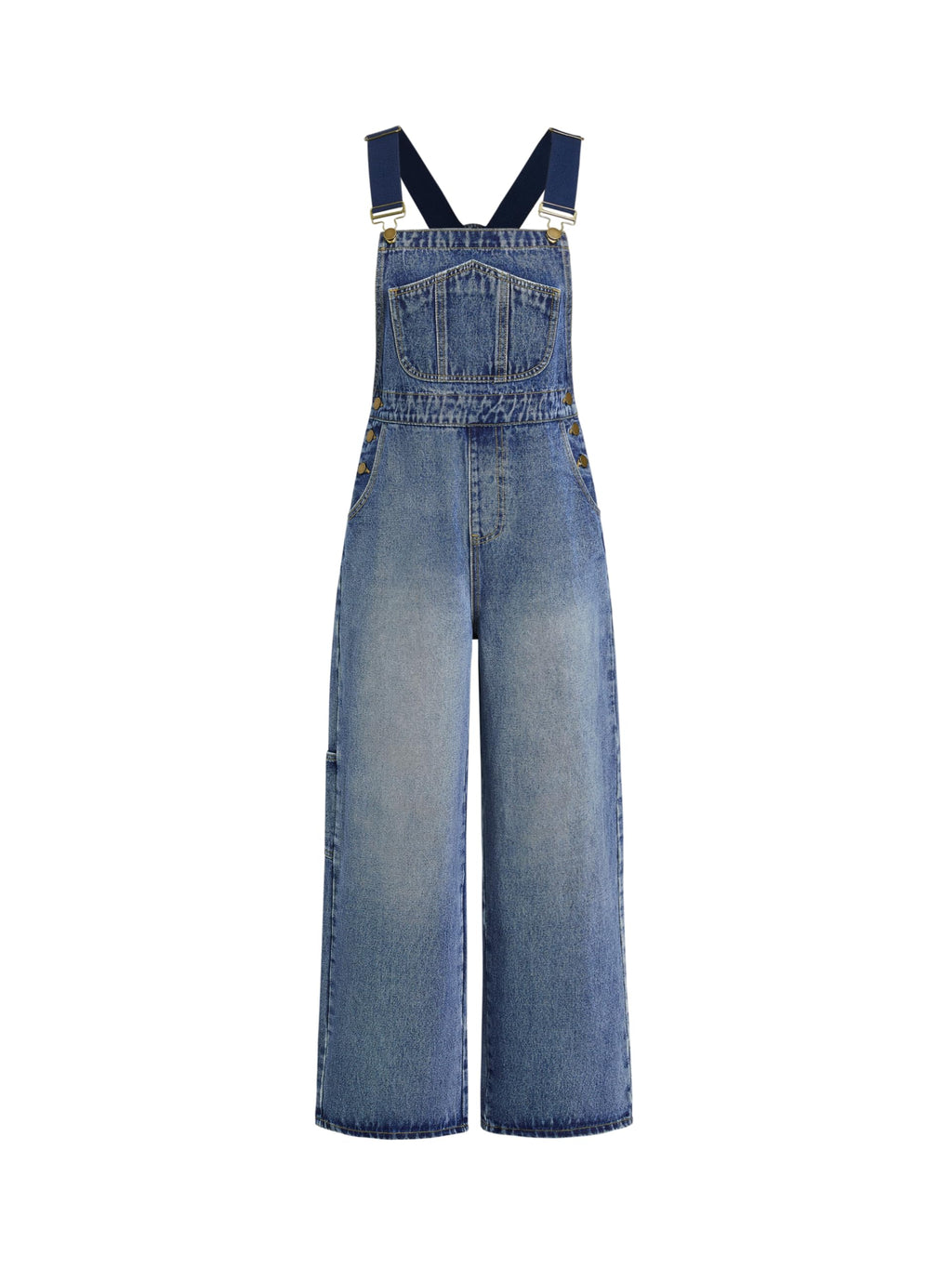CIDER Overalls for Women Leopard Pocket Buckle Up Wide Leg Jumpsuit