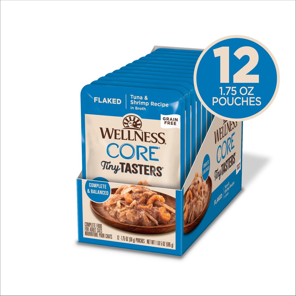 Wellness CORE Tiny Tasters Pate Adult Wet Cat Food, Natural, Protein Rich, Grain Free, Chicken Recipe, 1.75 oz, Pack of 12 Pouches