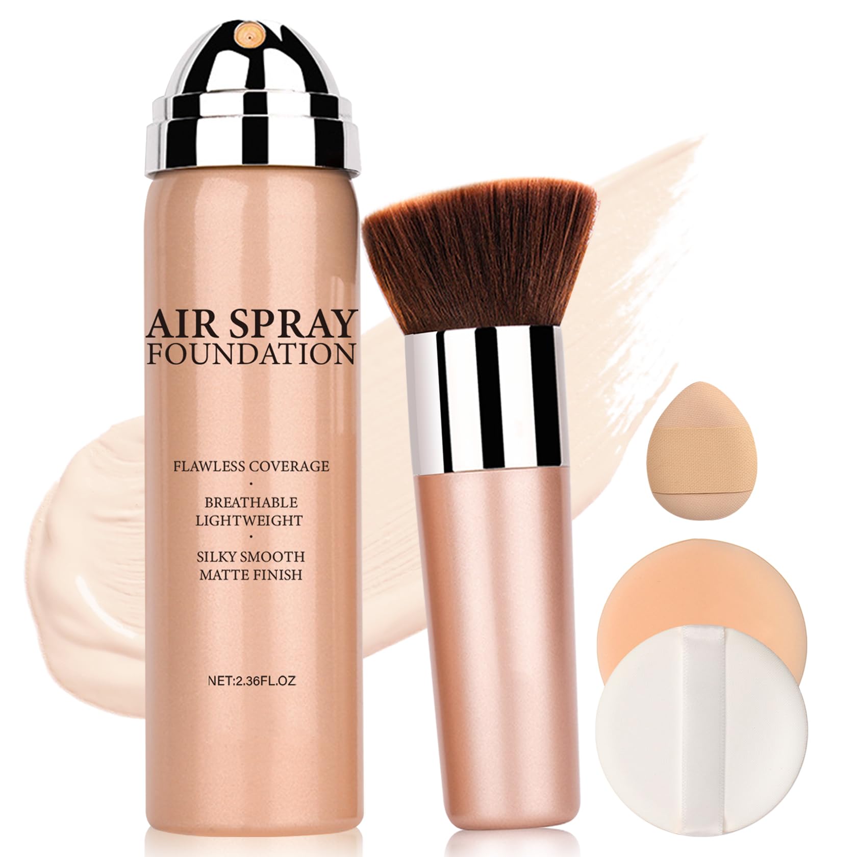 Air Brush Makeup Foundation and Makeup Primer for Face,Hydrates and Moisturizes,Buildable Coverage with Anti-aging Formula for Smooth Radiant Skin (01 Natural/Warm Porcelain)