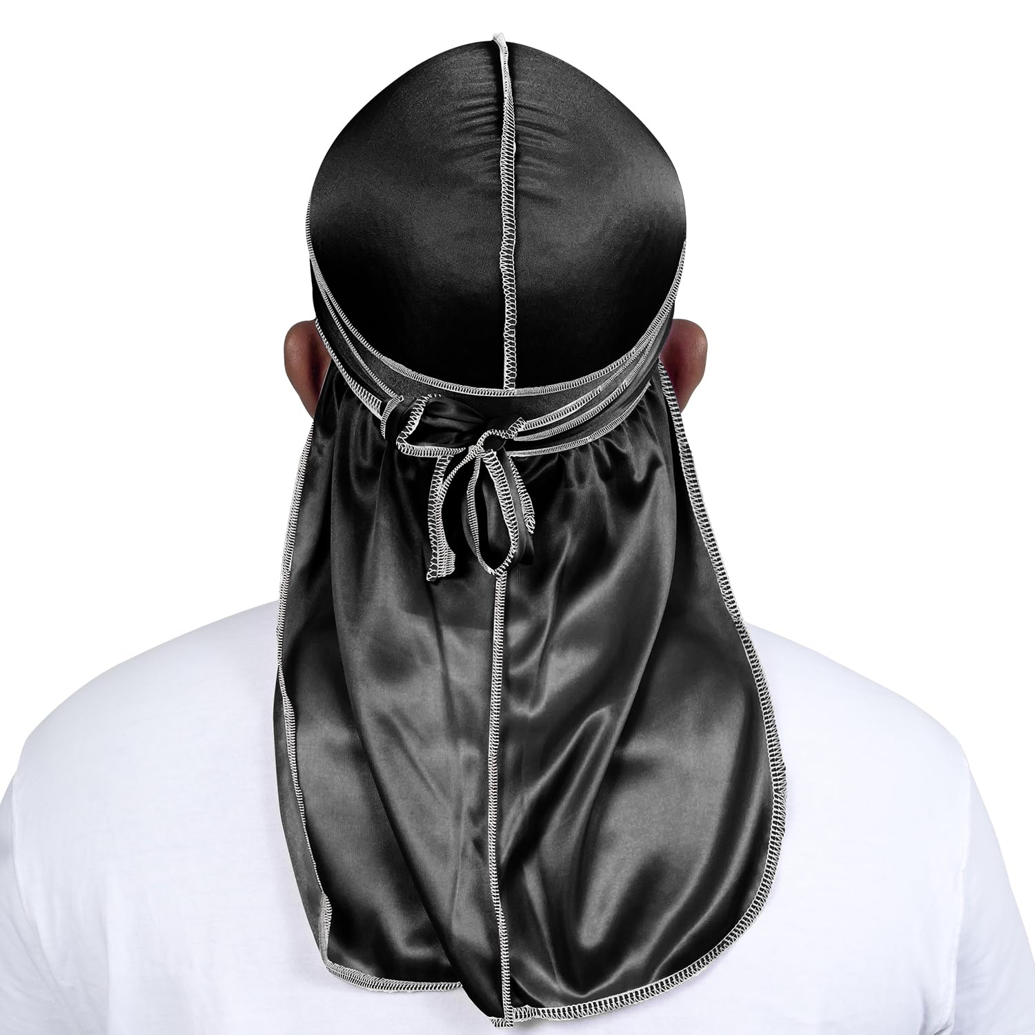 4PCS Silky Durags for Men Women 360 Waves with 1 Wave Cap, Silky Satin Durag Extra Long Tails