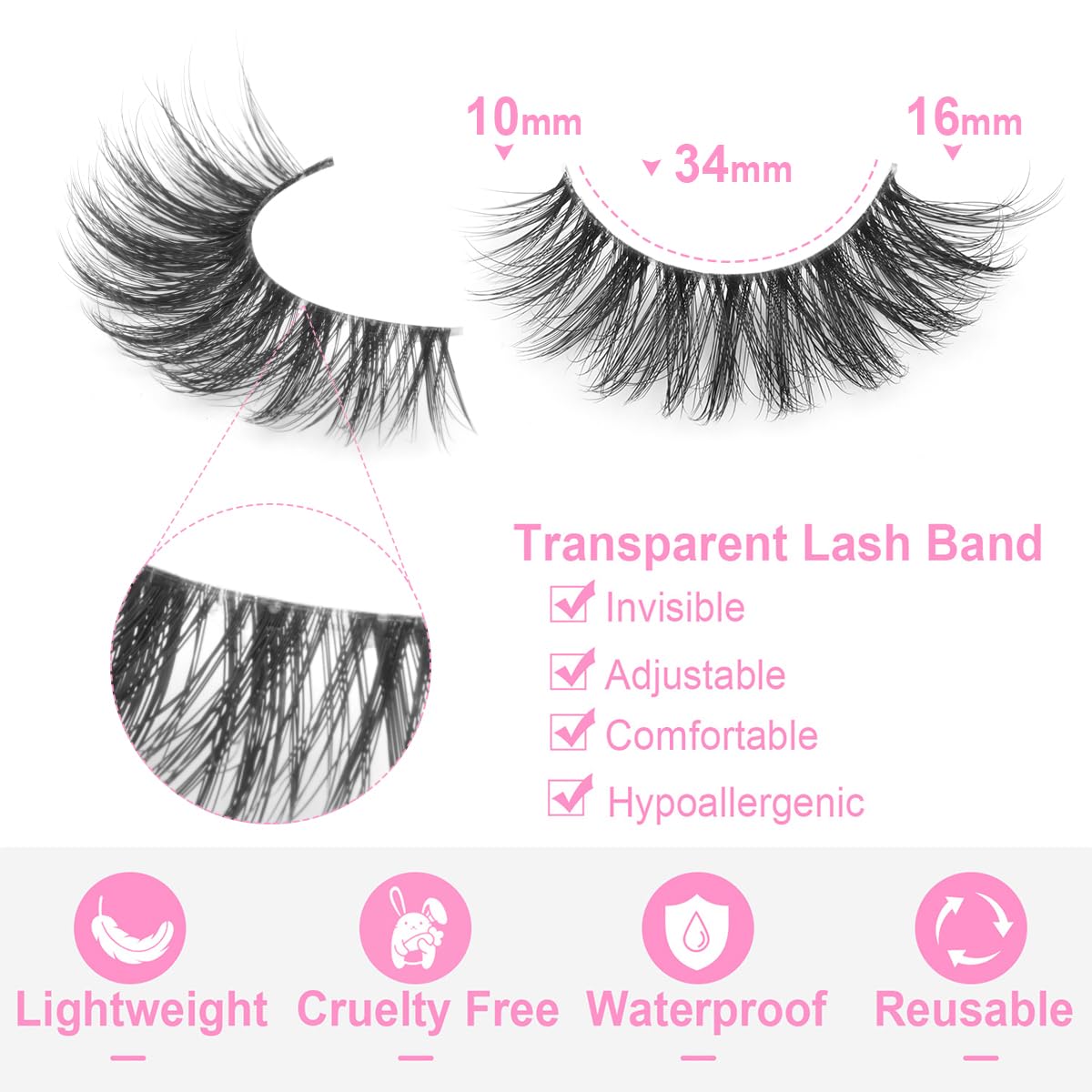 False Lashes Natural Look Wispy Eyelashes Manga Korean Spiky 16mm Short Faux Mink Eyelashes Cat Eye Natural Fake Eyelashes Strip Lashes Pack 14 Pairs