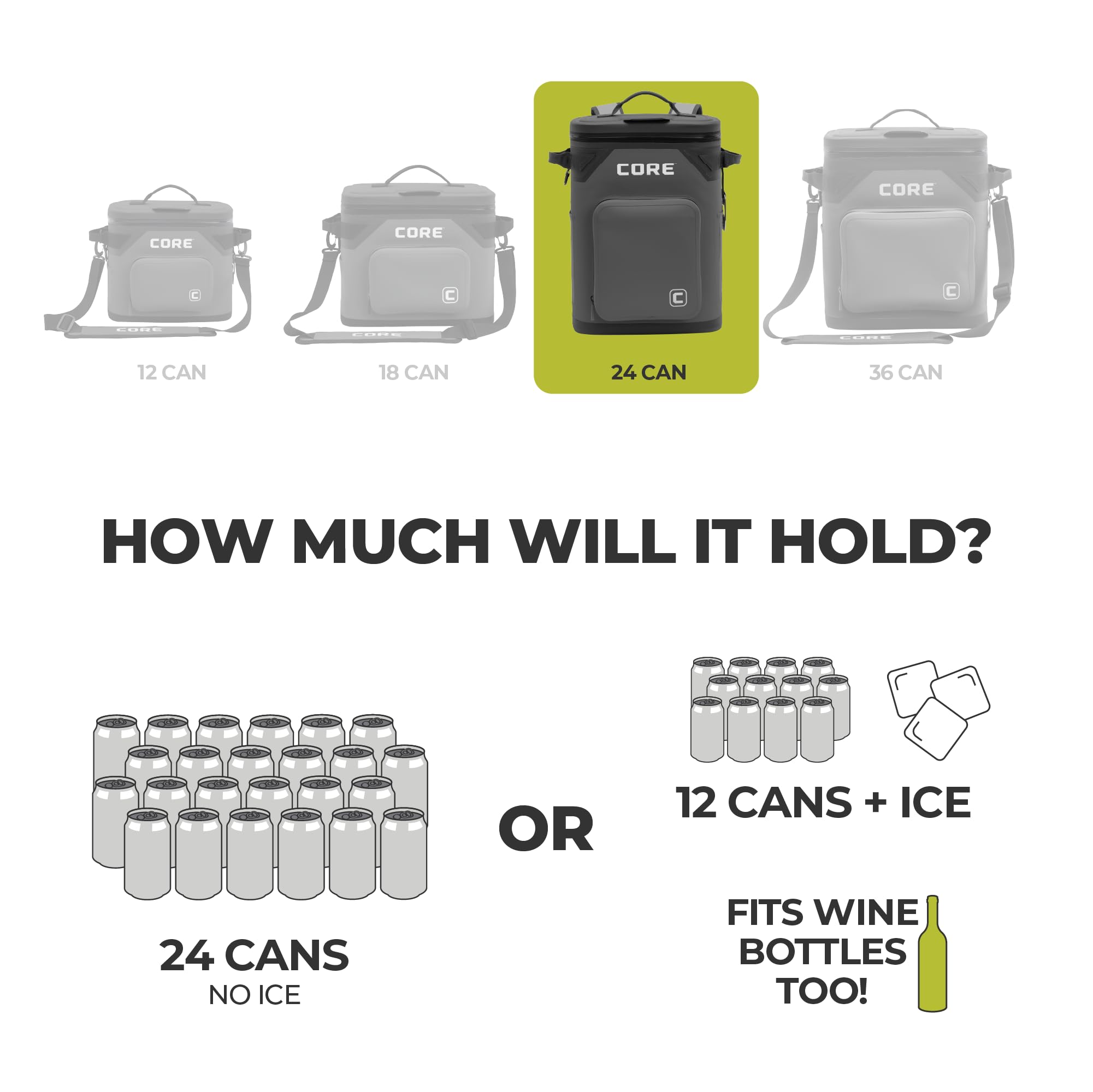 CORE Magnetic Leak Proof Soft Cooler with Waterproof Zipper | Insulated Bag Portable Ice Chest Box | Best Soft Cooler for Food & Beverages for Tailgating, Car Camping, Travel, and Family Beach Picnics