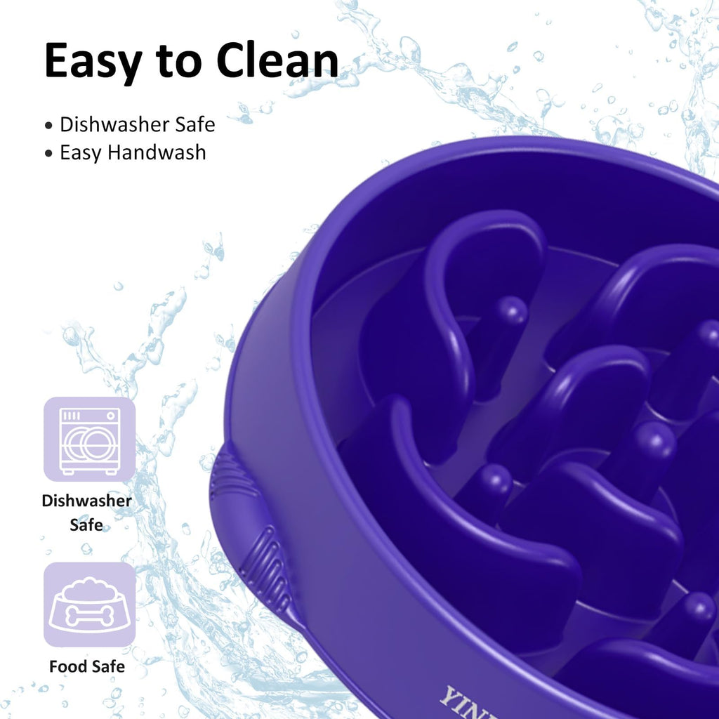 YINEYA 2PCS Anti-Choking Slow Feeder Dog Bowls Small Size Dog, Slow Feeder Cat Bowl, Supplies and Puzzle for Pet