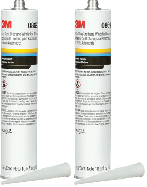 3M Auto Glass Urethane Windshield Adhesive, 08693, Medium Viscosity, High-Strength, Fast-Curing, 310 mL/10.5 fl oz Cartridge , Black