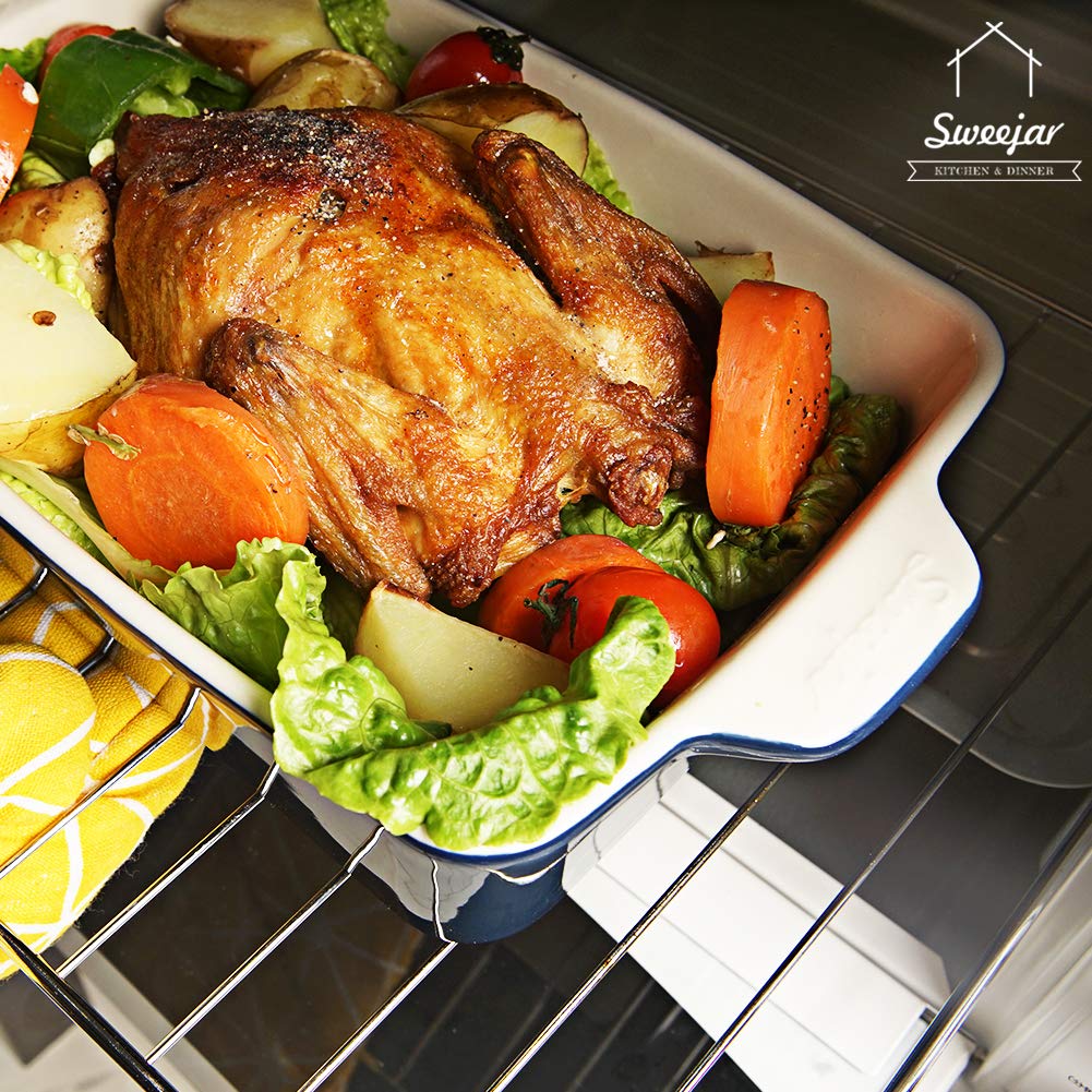 Sweejar Ceramic Bakeware Set, Rectangular Baking Dish for Oven Lasagna Pans for Cooking, Kitchen, Cake Dinner, Banquet and Daily Use, 11.8 x 7.8 x 2.76 Inches of Casserole Dishes (Beige)