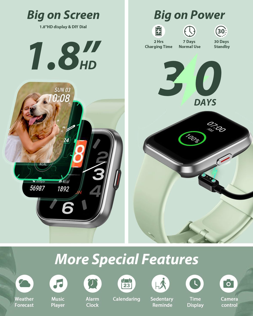 Tensky Smart Watch for Men/Women Android/iPhone/Samsung, Alexa Built-in, 1.8" Touch Screen Fitness Tracker with Answer/Make Calls, 3ATM Waterproof Heart Rate/Sleep/SpO2 Monitor, 120+ Sport Modes