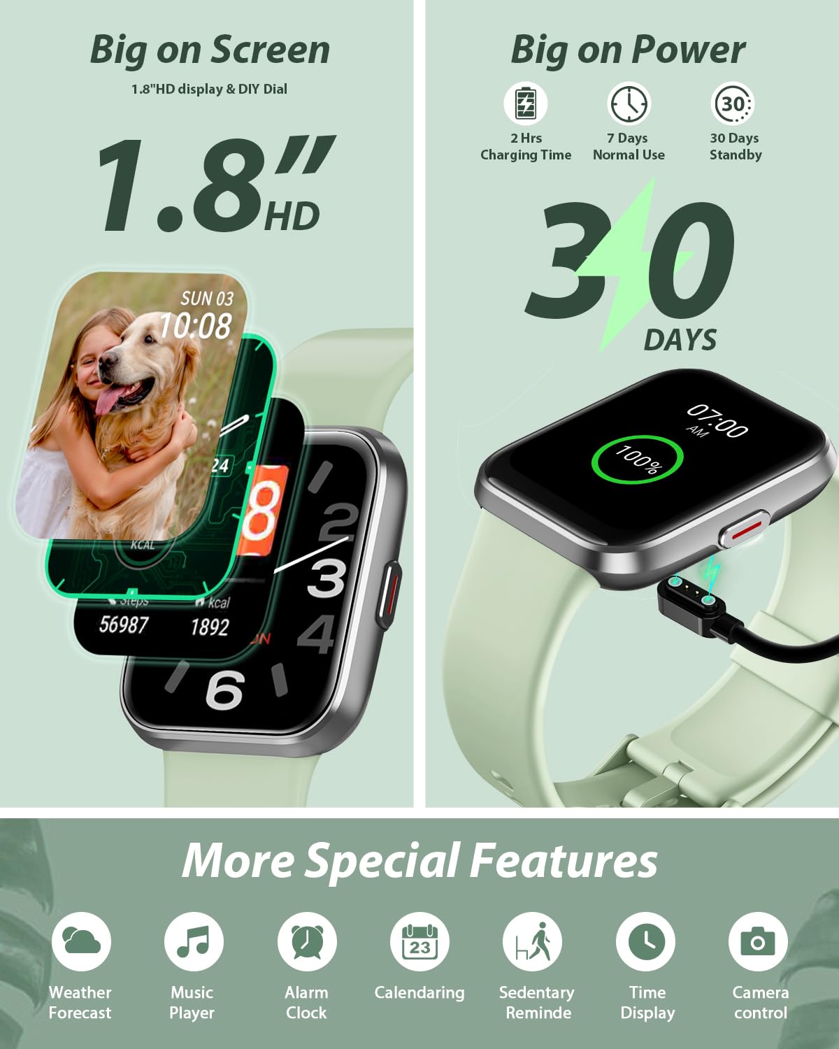 Tensky Smart Watch for Men/Women Android/iPhone/Samsung, Alexa Built-in, 1.8" Touch Screen Fitness Tracker with Answer/Make Calls, 3ATM Waterproof Heart Rate/Sleep/SpO2 Monitor, 120+ Sport Modes