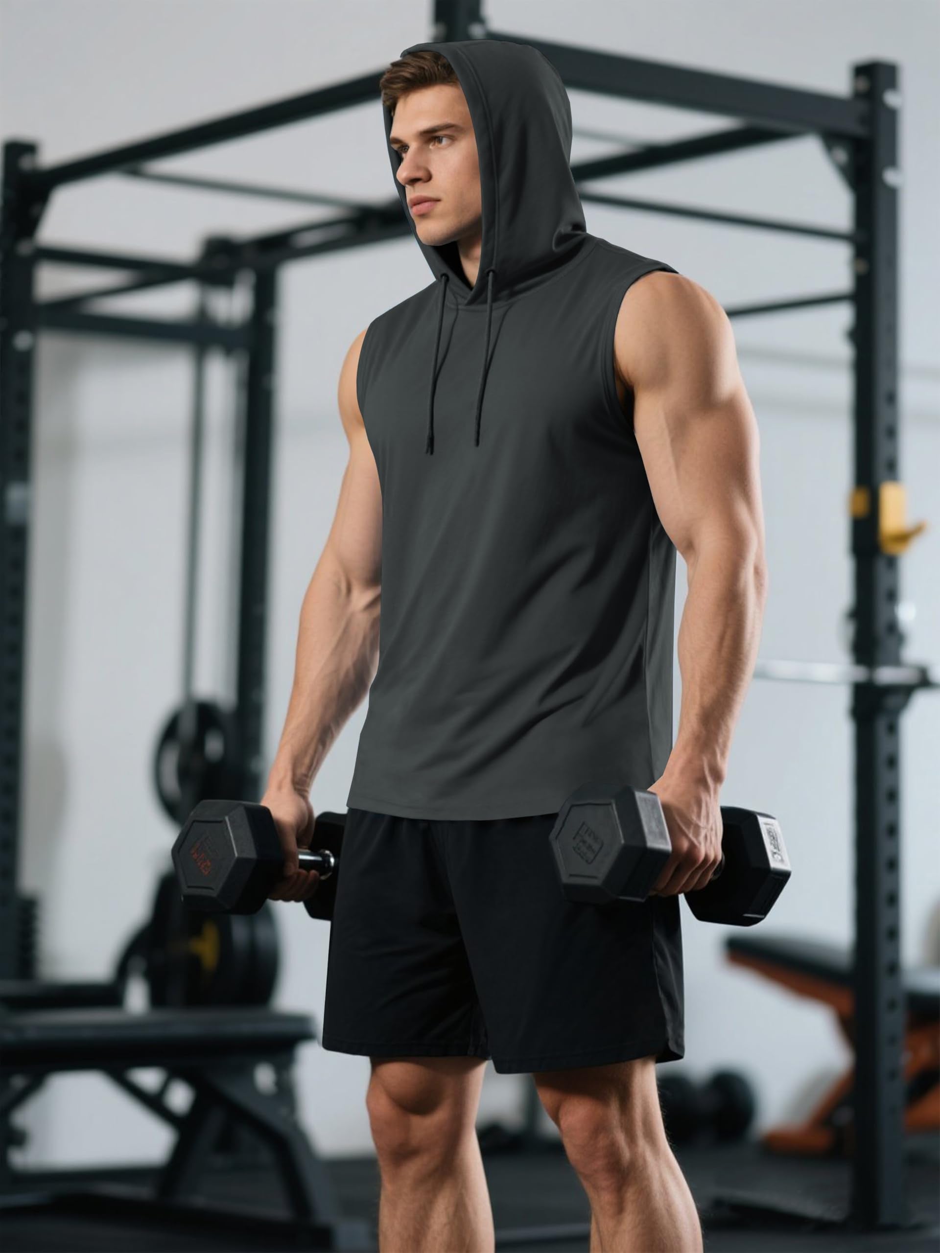 3 Pack Men's Dry Fit Moisture Wicking Tech Quick Dry Sleeveless Shirts Mesh Hoodie Active Athletic Tank Tops