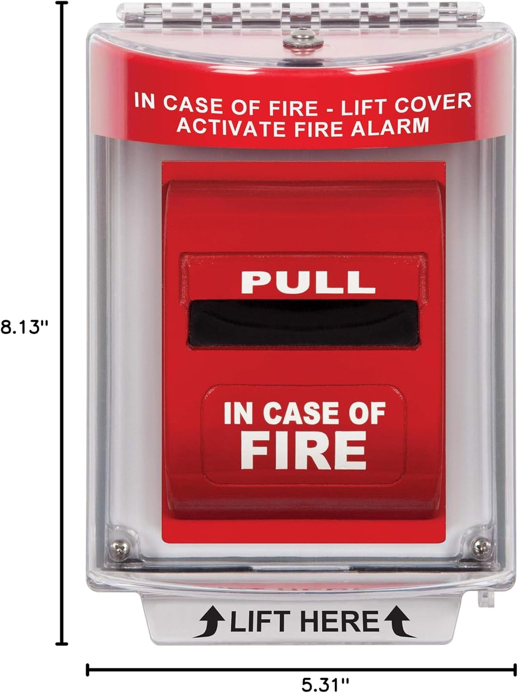 Safety Technology International, Inc. STI-13010FR Universal Stopper®, Flush Mount and Fire label, Indoor/Outdoor Protective Polycarbonate Cover for Pull Stations or Call Points, Red