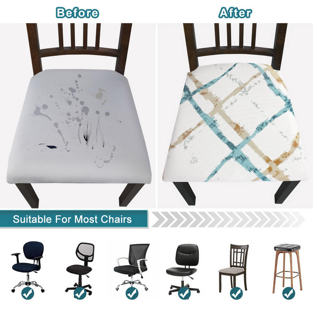 SearchI Seat Covers for Dining Room Chairs Stretch Printed Chair Seat Covers Set of 2, Removable Washable Upholstered Chair Seat Protector Cushion Slipcovers for Kitchen, Office(Ball Flower)
