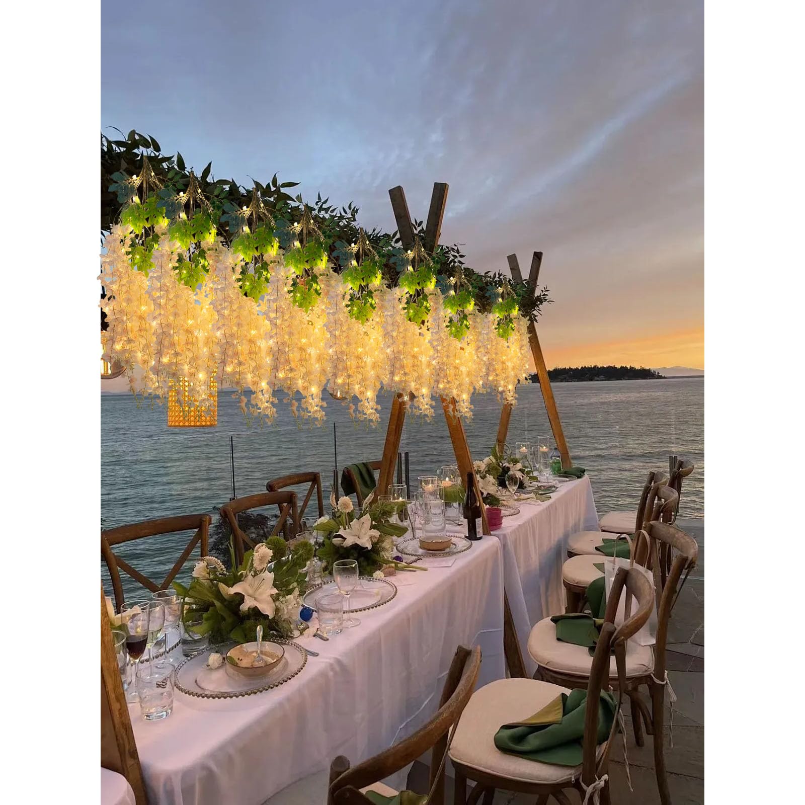 5 Pack Pink Wisteria Hanging Flowers Garland, 3.77 Feet Artificial Flower Vines, Fake Wisteria, Artificial Vines Hanging Garland for Backdrop Outdoor Yard Garden Decor